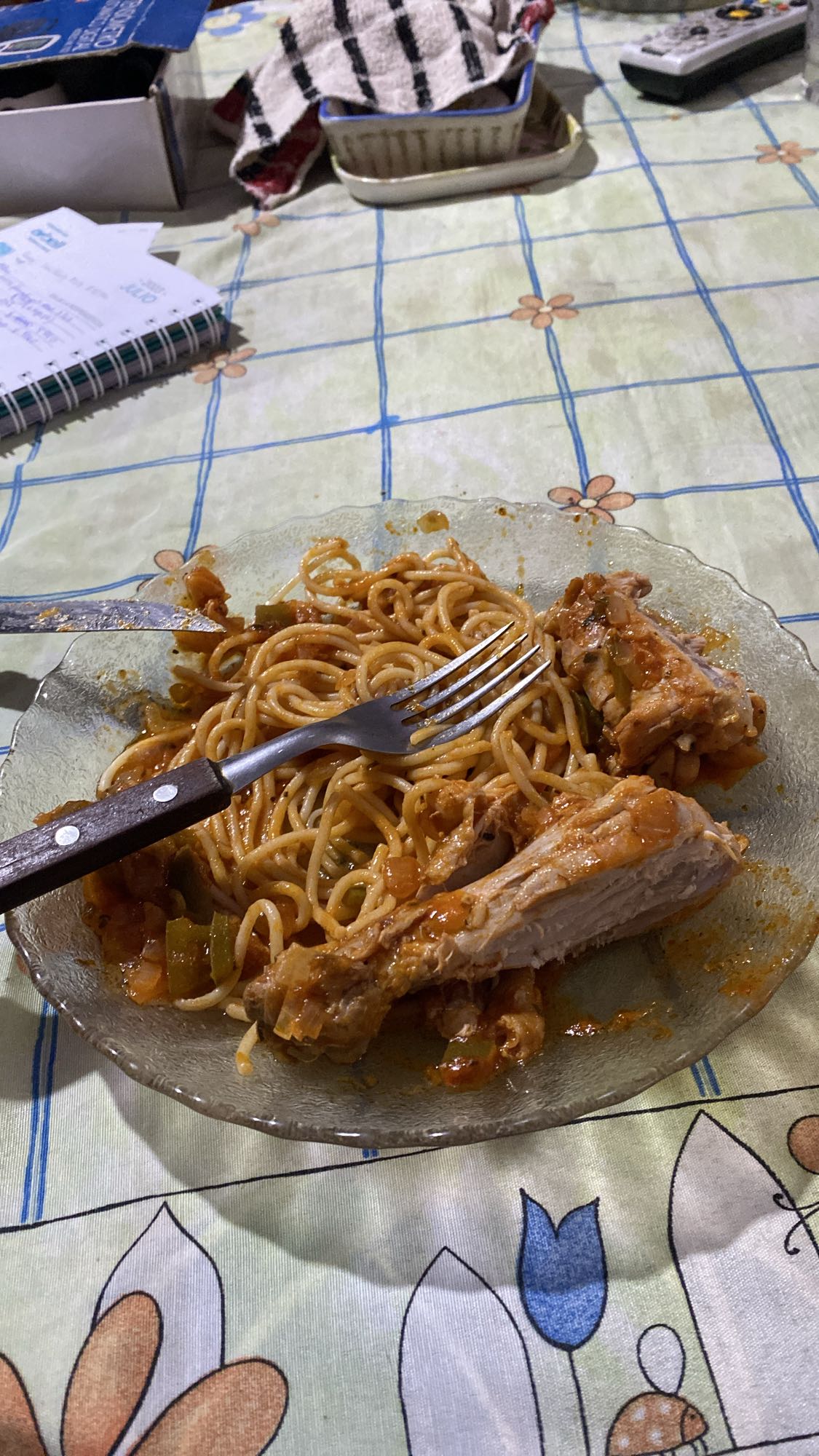 Espagueti con pollo