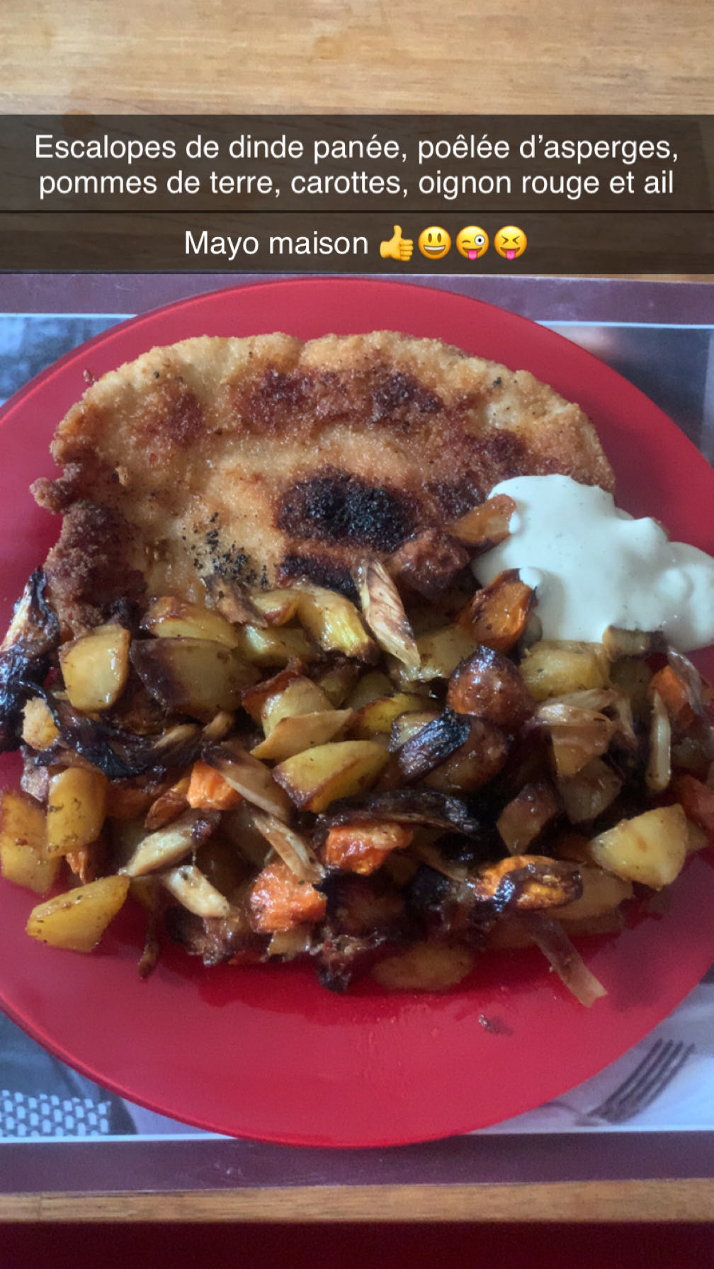 Escalope et légumes sautés