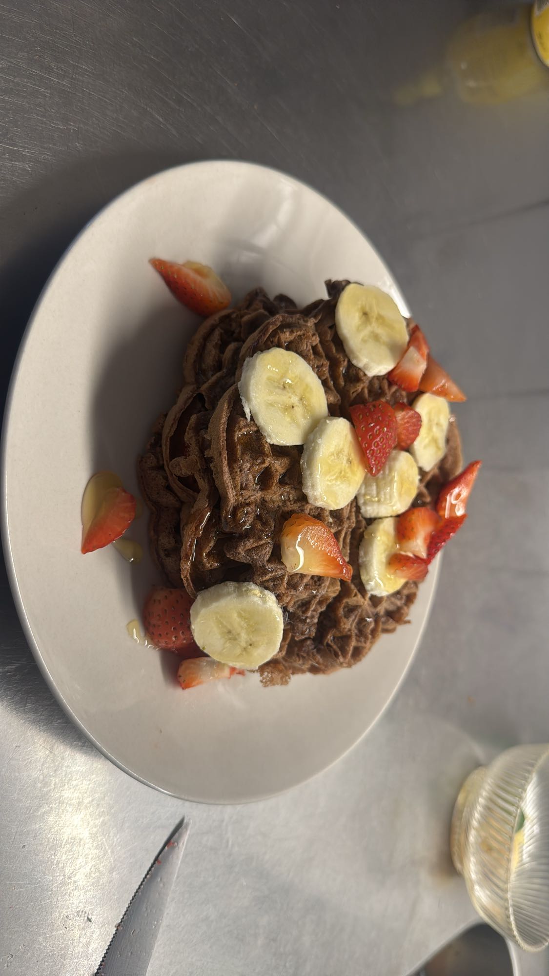 Chokladvåfflor med frukt