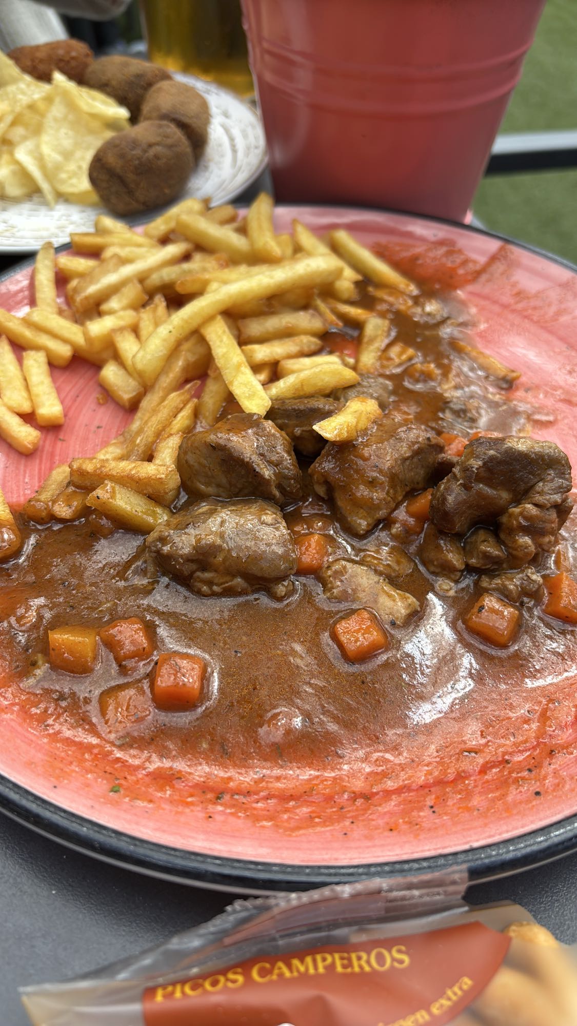 Estofado con papas fritas