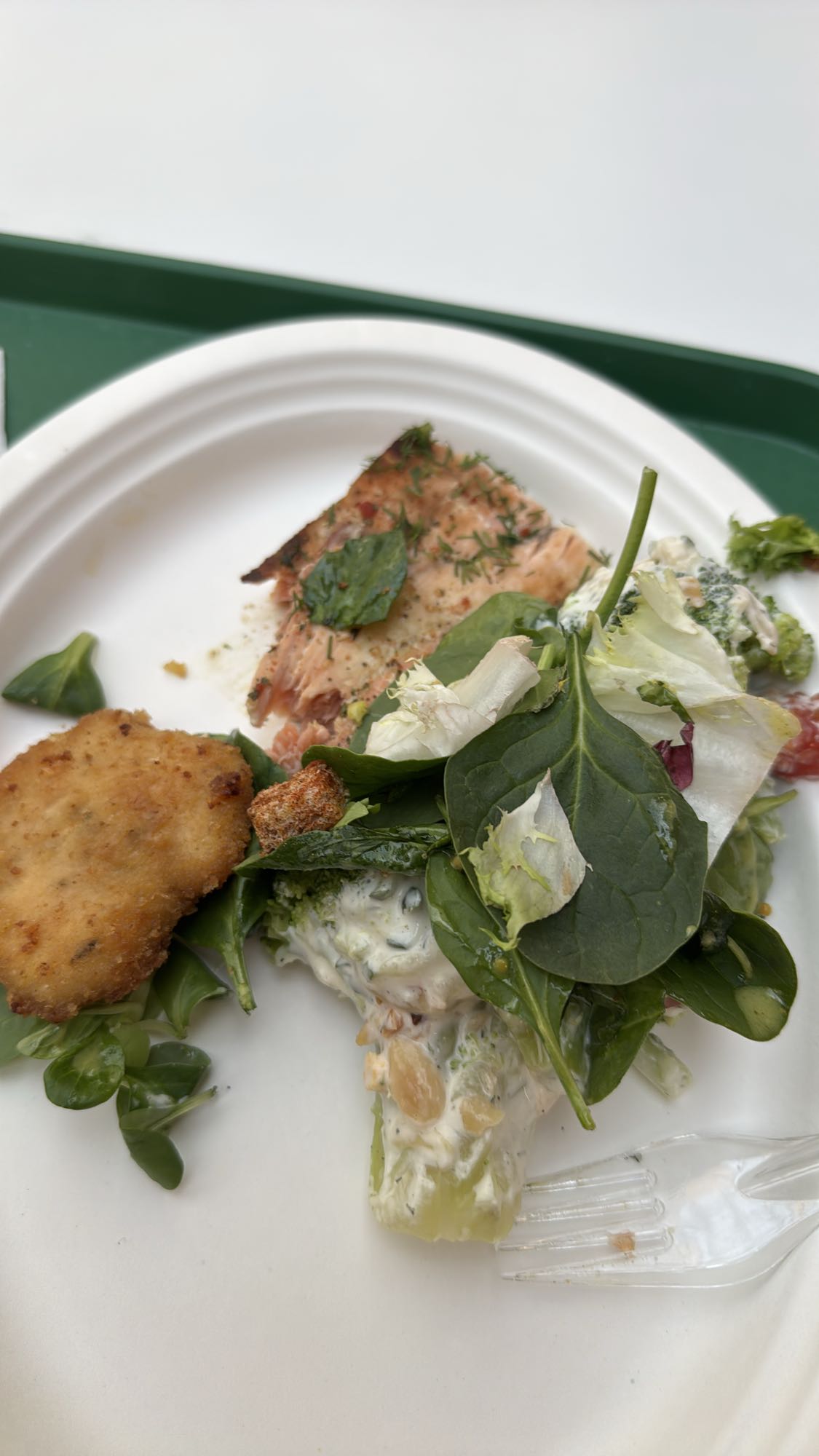 Łosoś z sałatką i nuggetsem