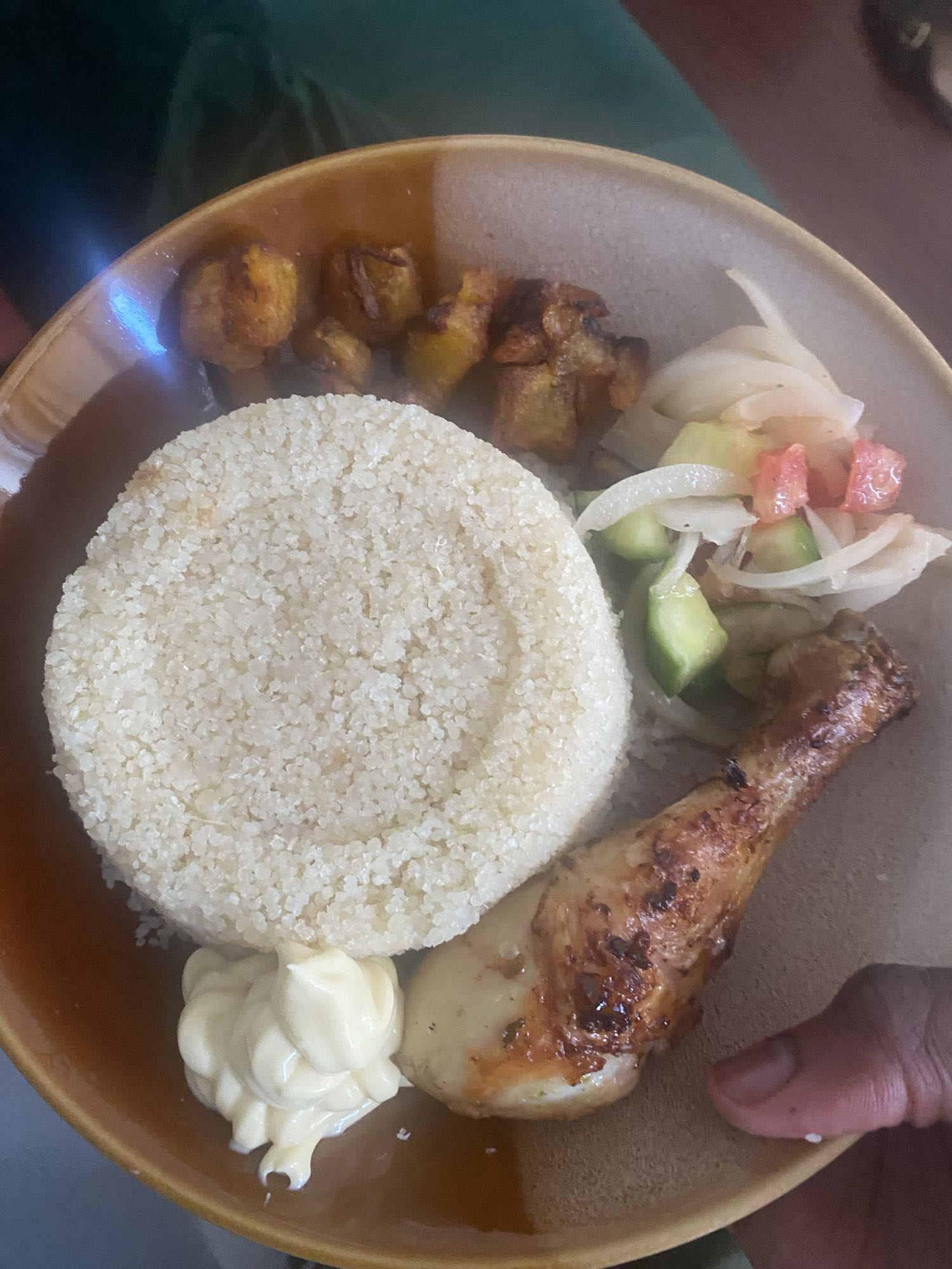 Poulet, couscous, banane