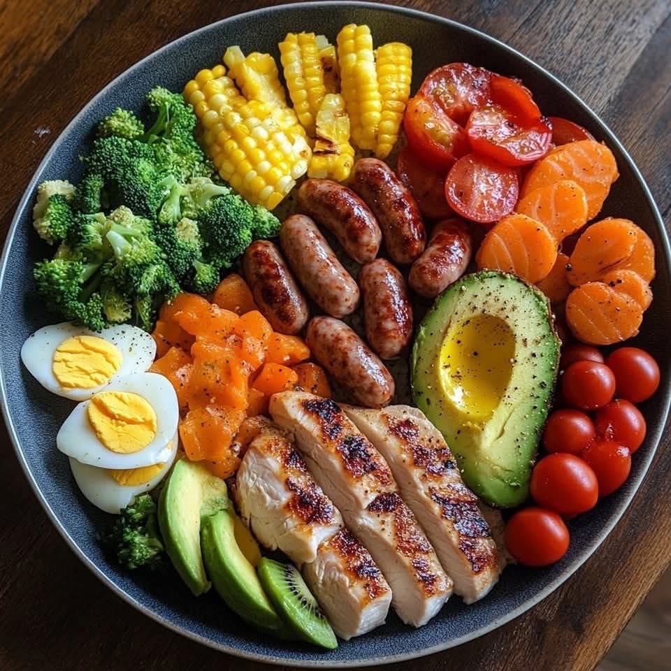 Färgglad proteinrik tallrik