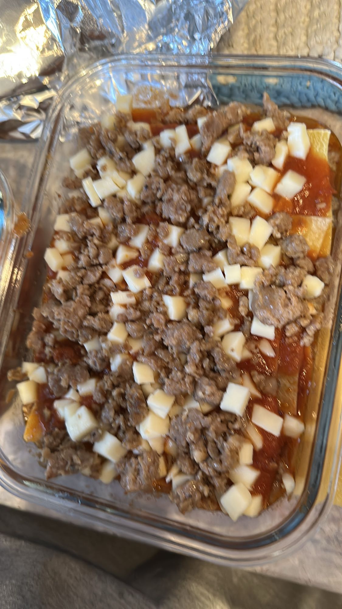 Lasaña con carne y queso