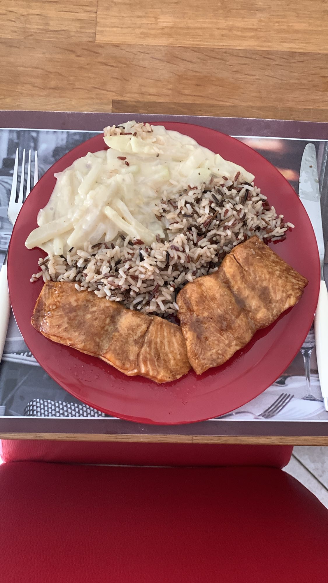 Saumon riz et chou rave