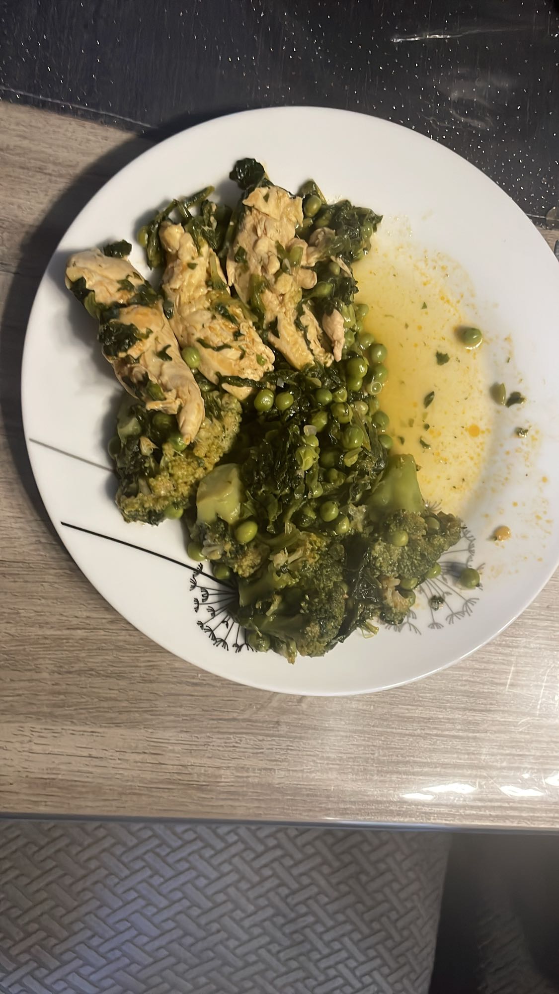 Poulet aux légumes verts
