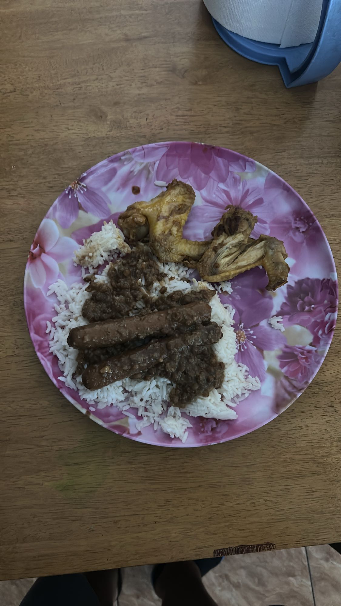 Riz, lentilles et poulet