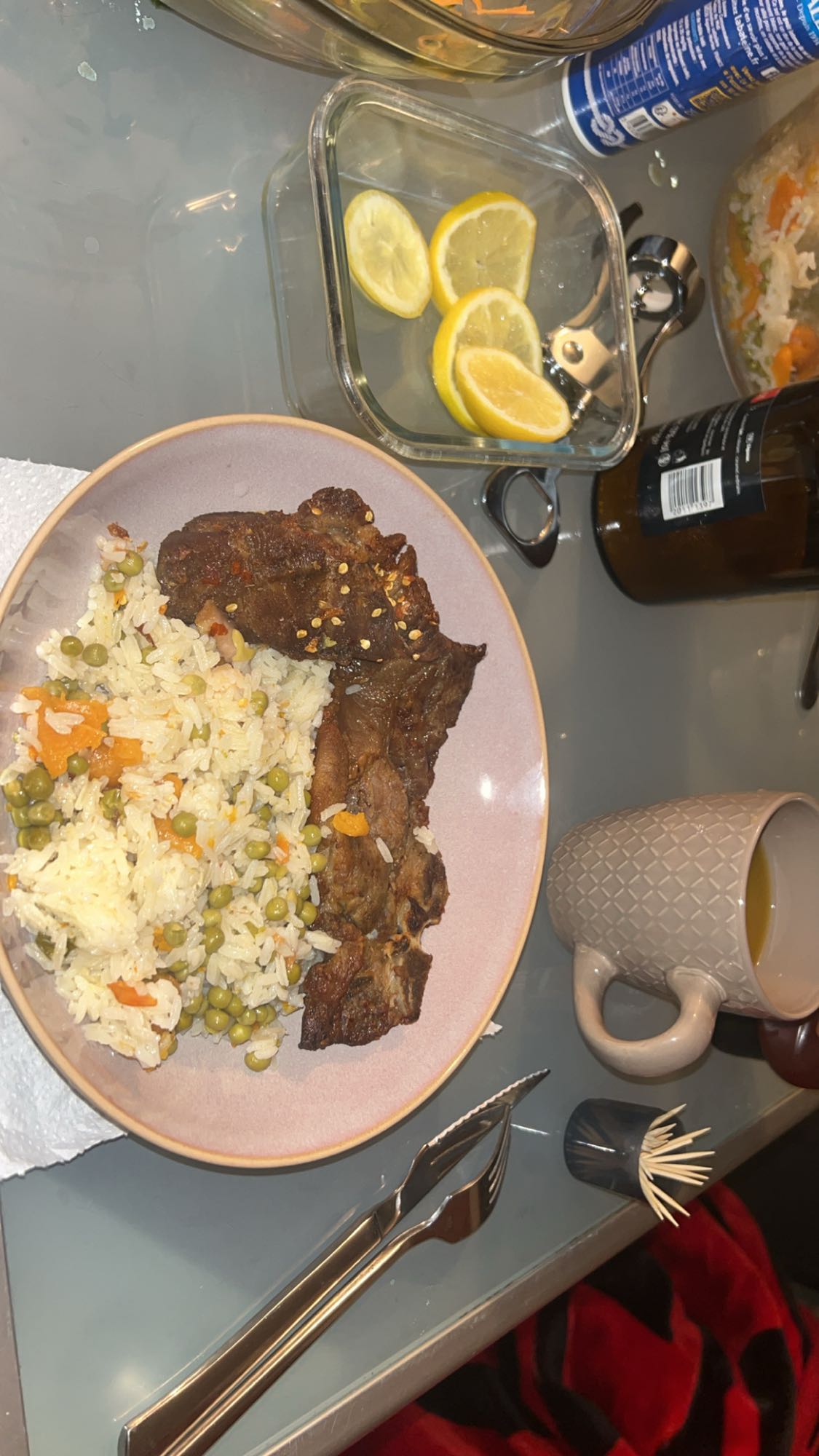 Riz aux légumes et viande