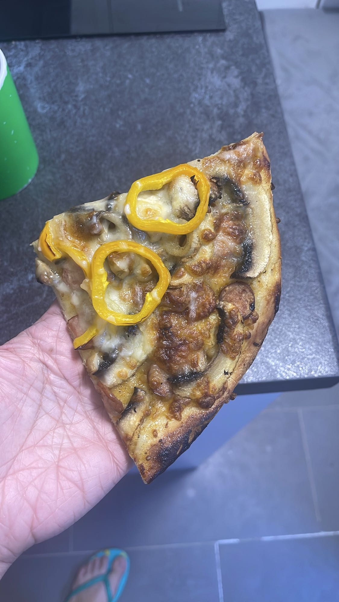 Slice of veggie pizza
