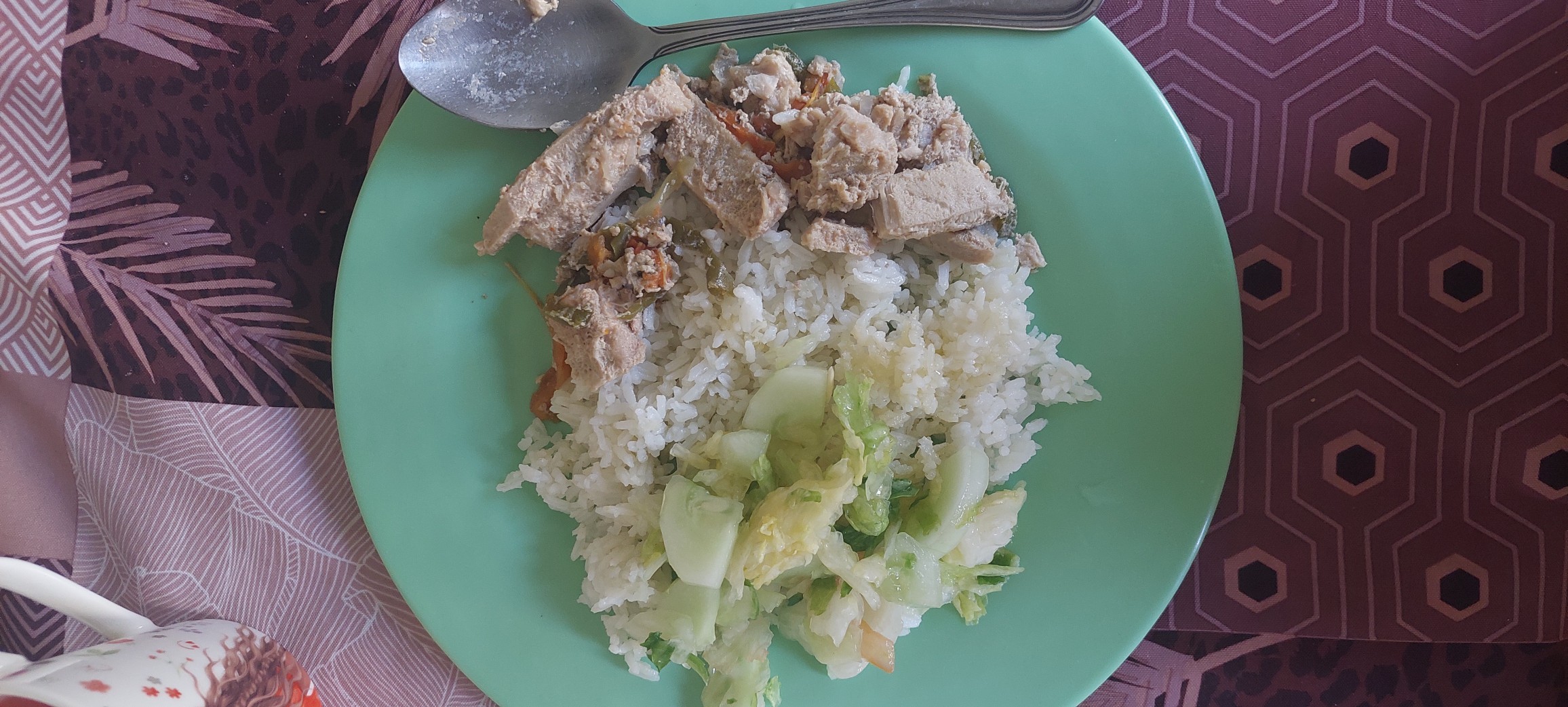 Rice with tofu and salad
