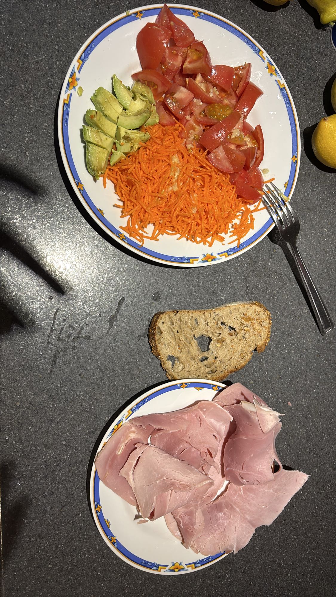 Assiette jambon crudités