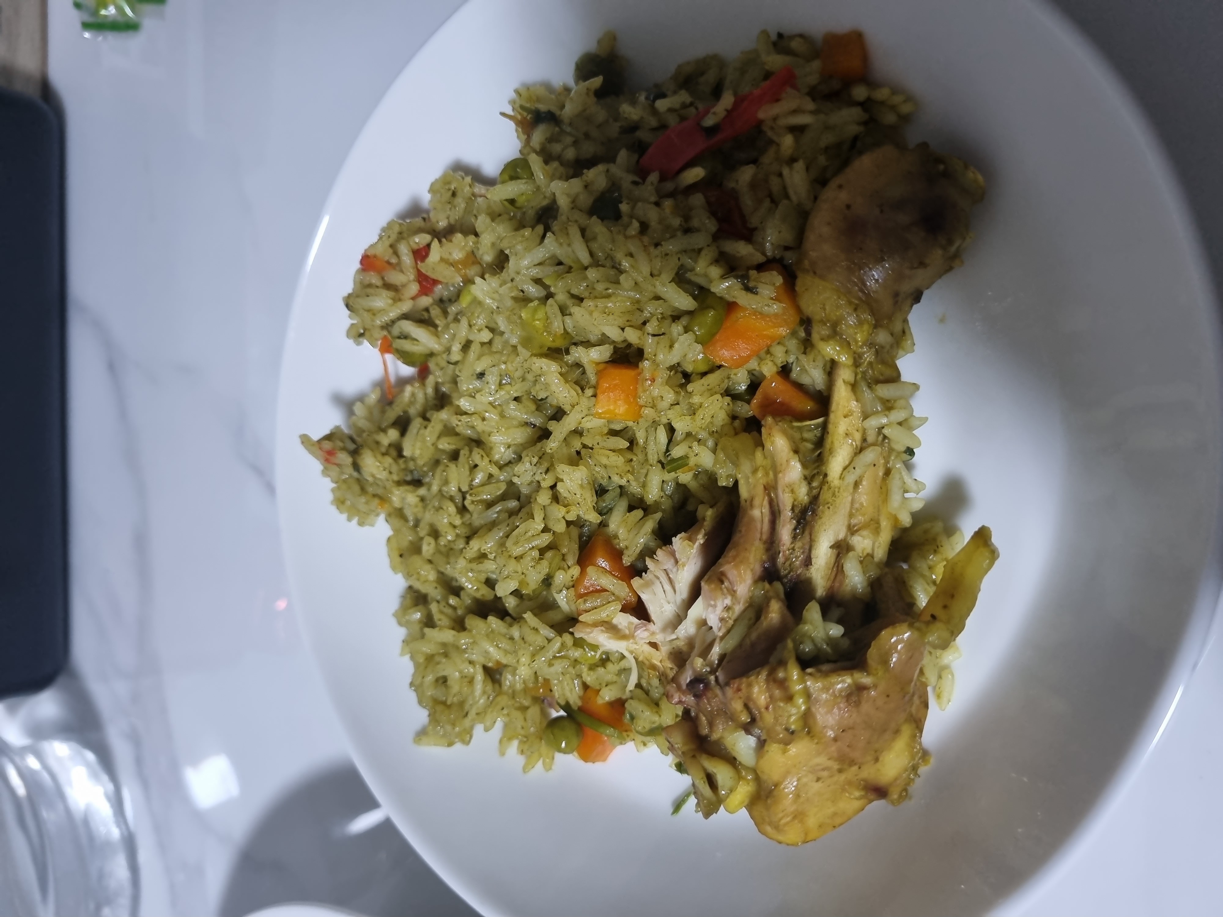 Arroz verde con pollo