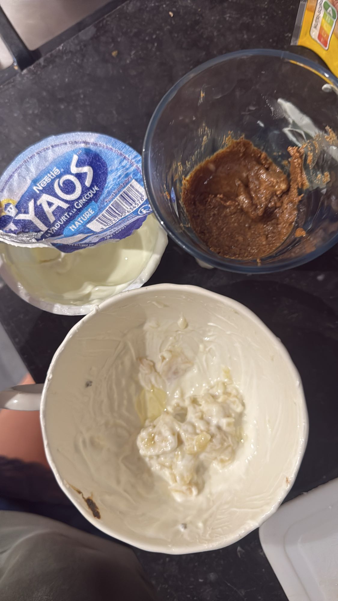 Yaourt banane pâte cacao