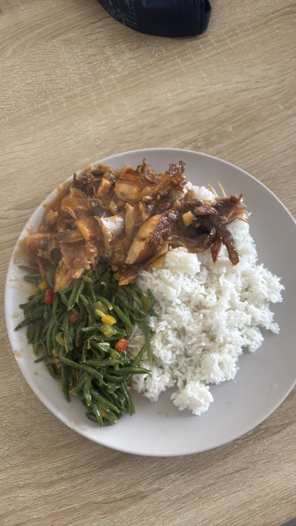 Fish, rice and veggies