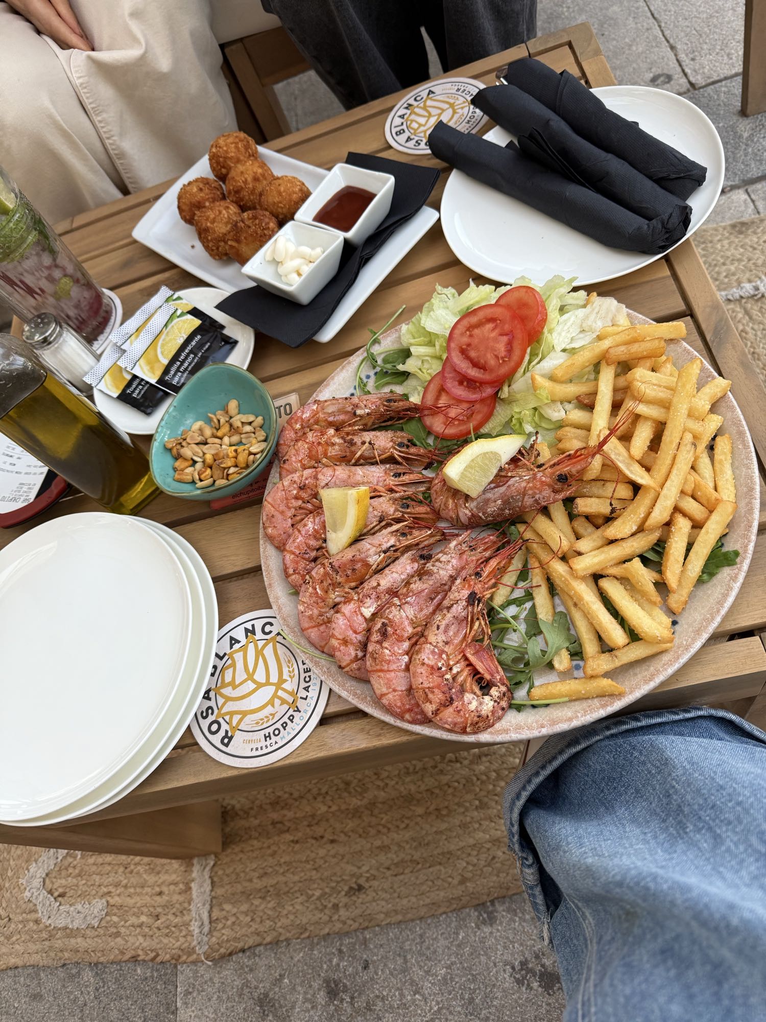 Gambas con papas fritas