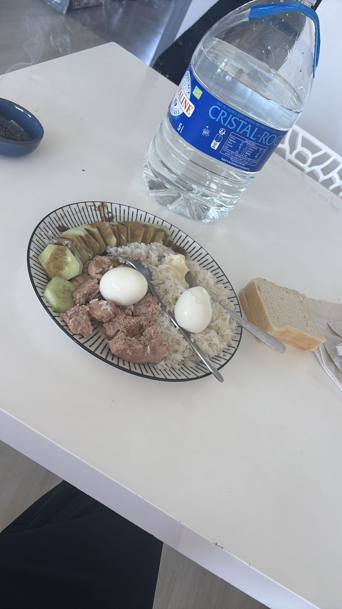 Assiette riz thon oeufs