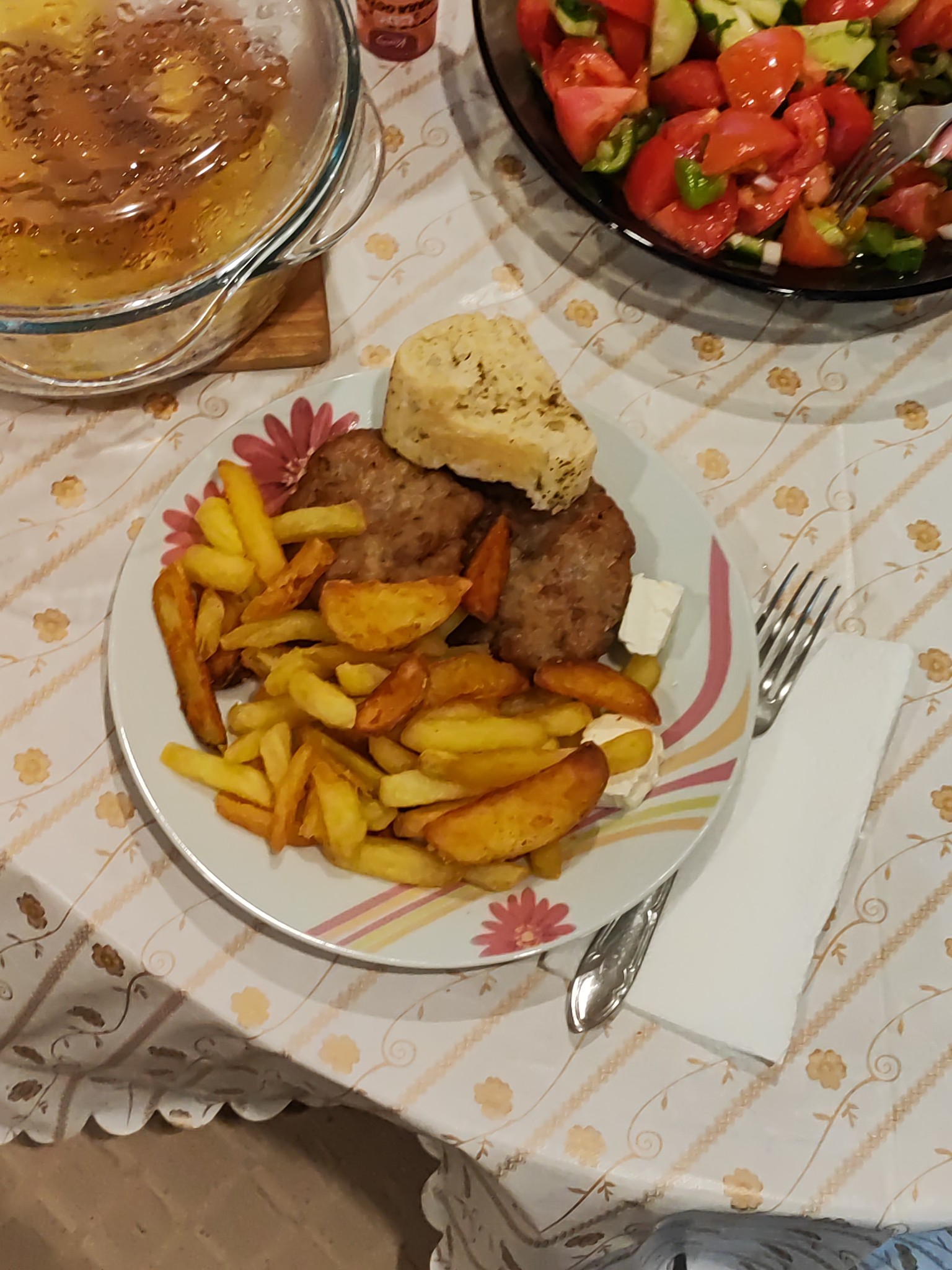 Meat Patties and Fries