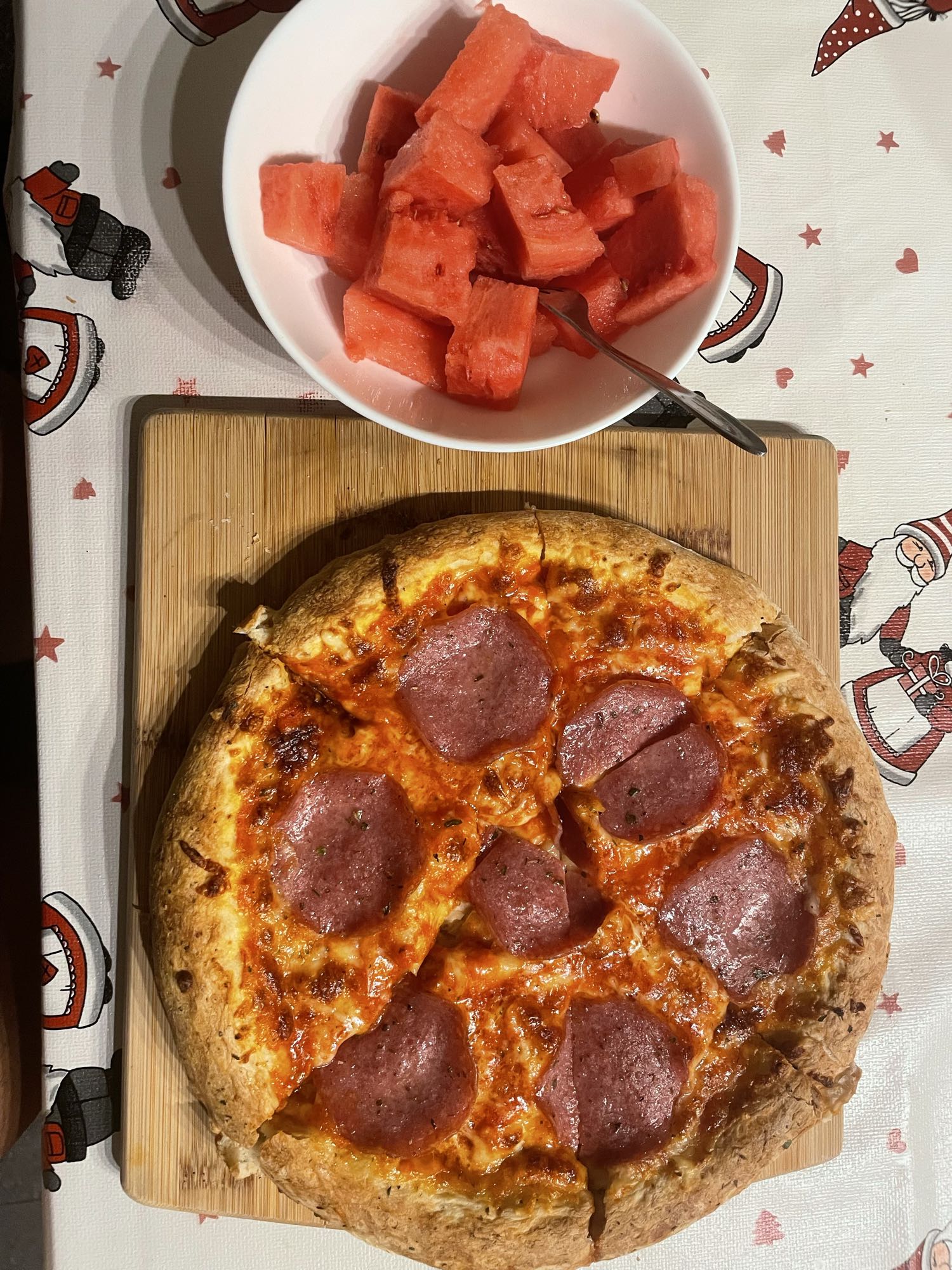Pizza y sandía