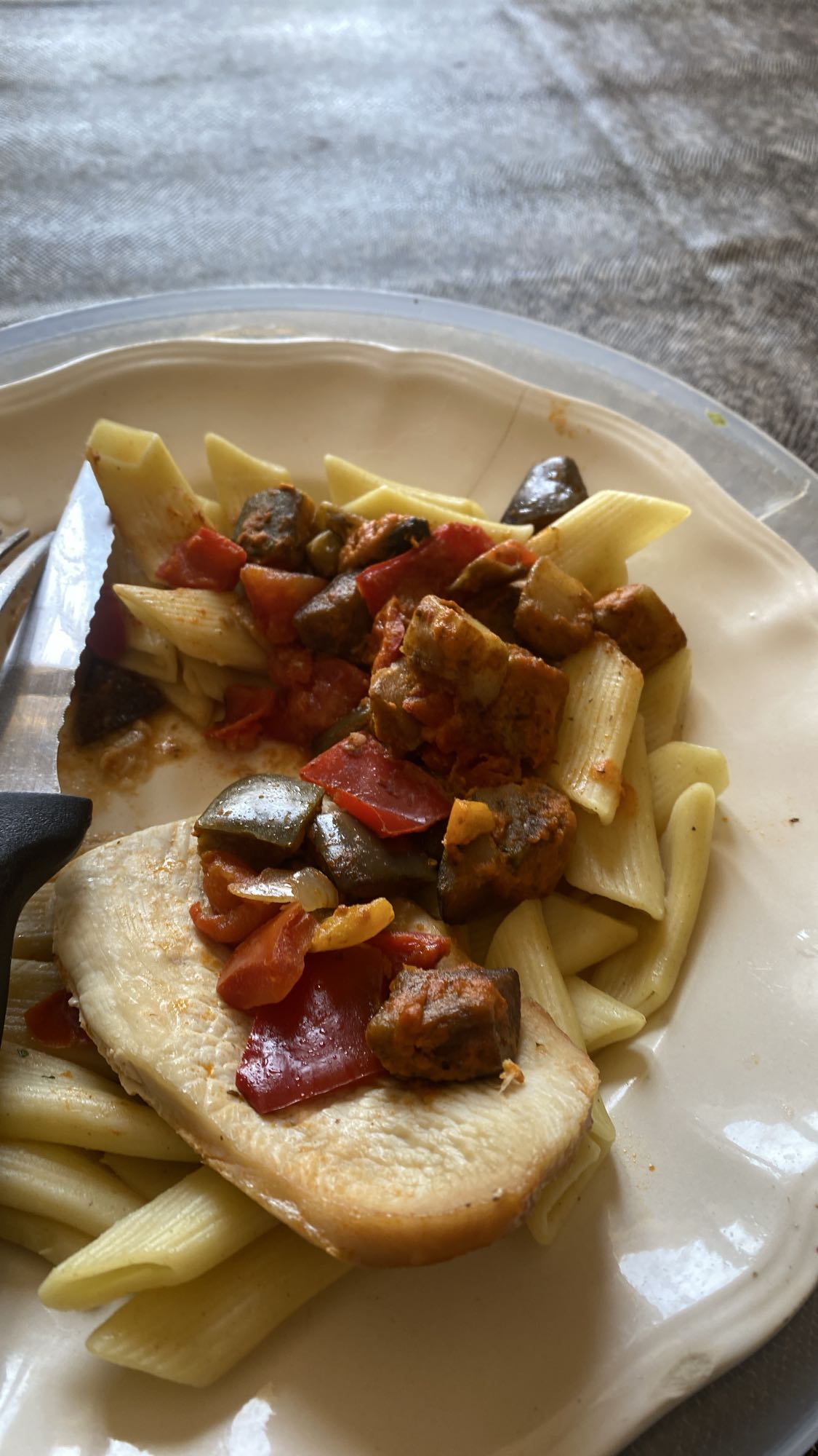 Pâtes poulet légumes