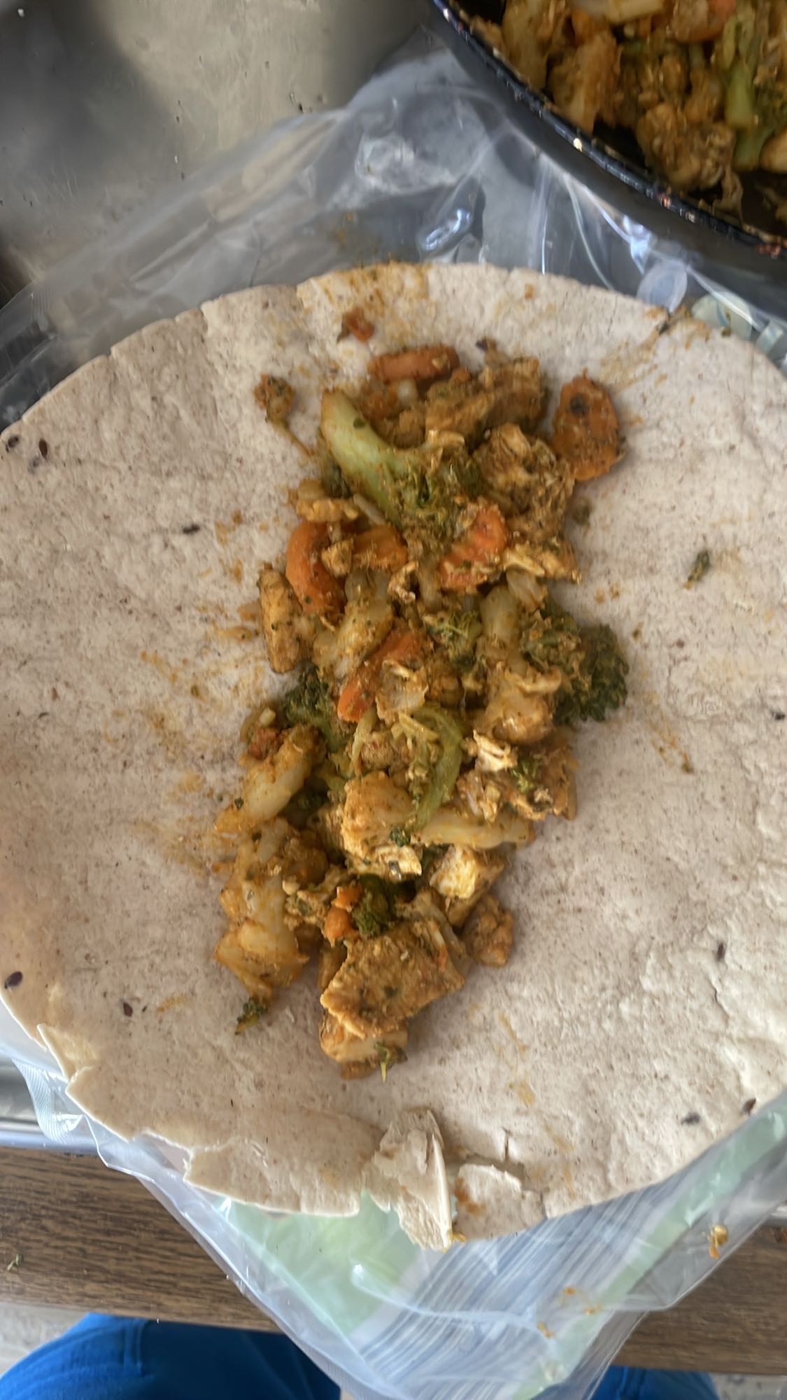 Wrap de pollo y verduras