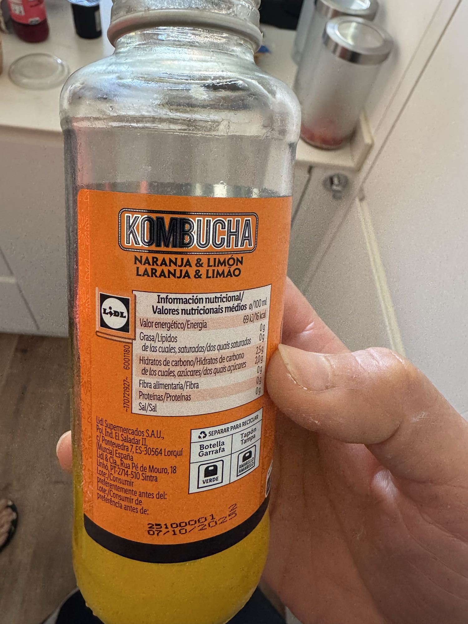 Kombucha naranja limón
