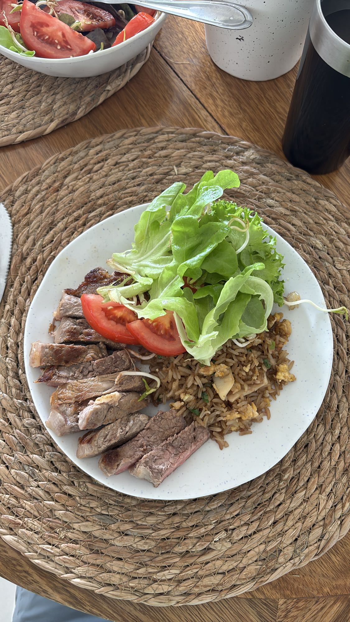 Arroz frito con carne