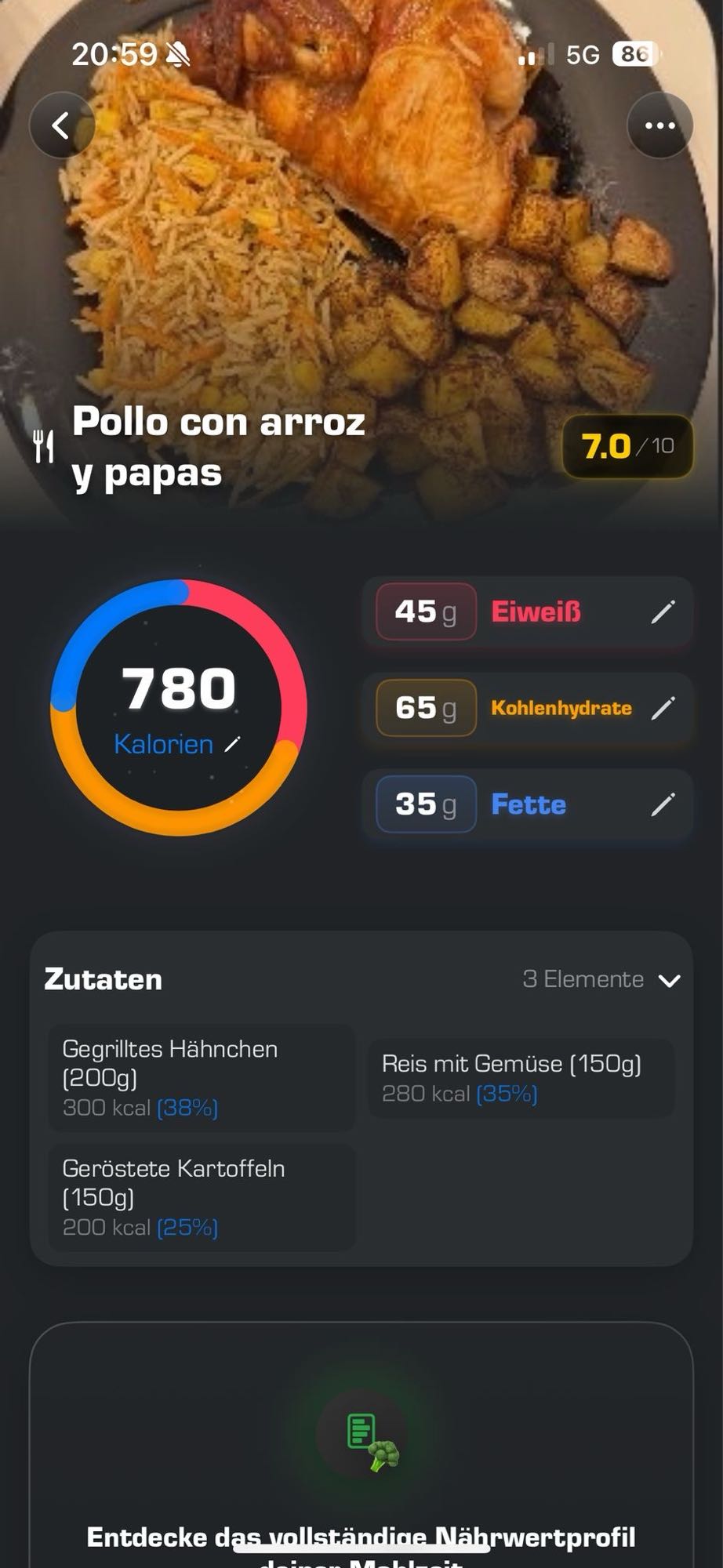 Pollo con arroz y papas