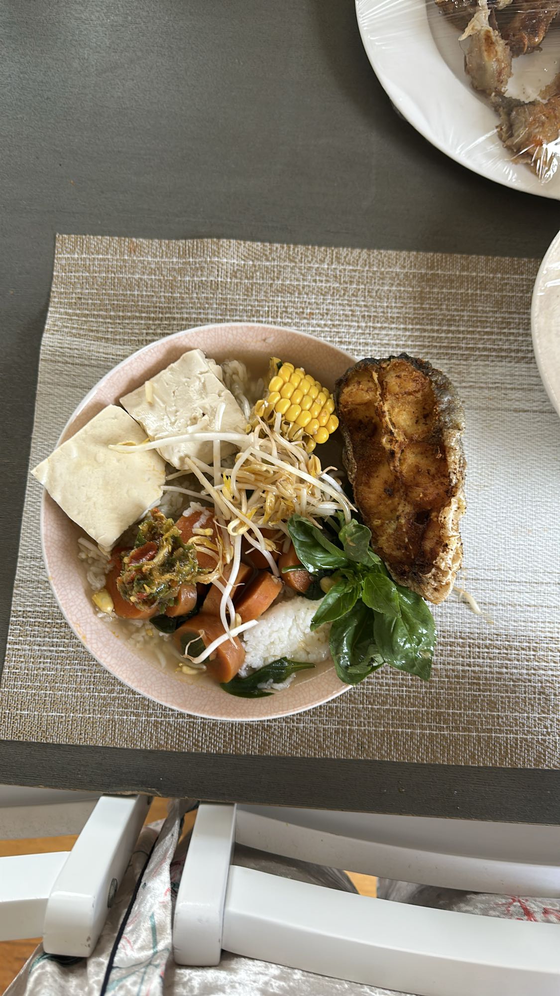 Fish tofu rice bowl
