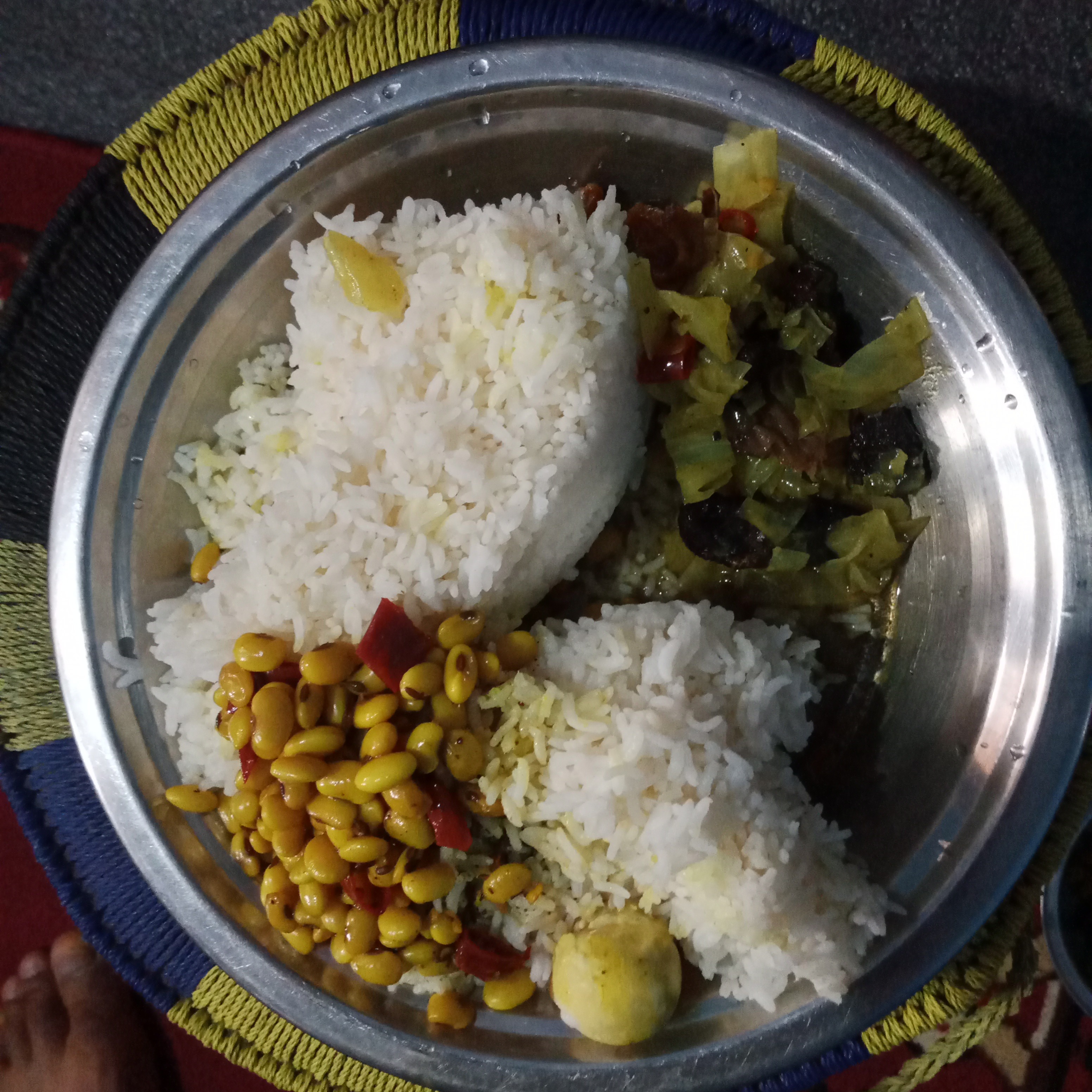 Rice with curry and beans