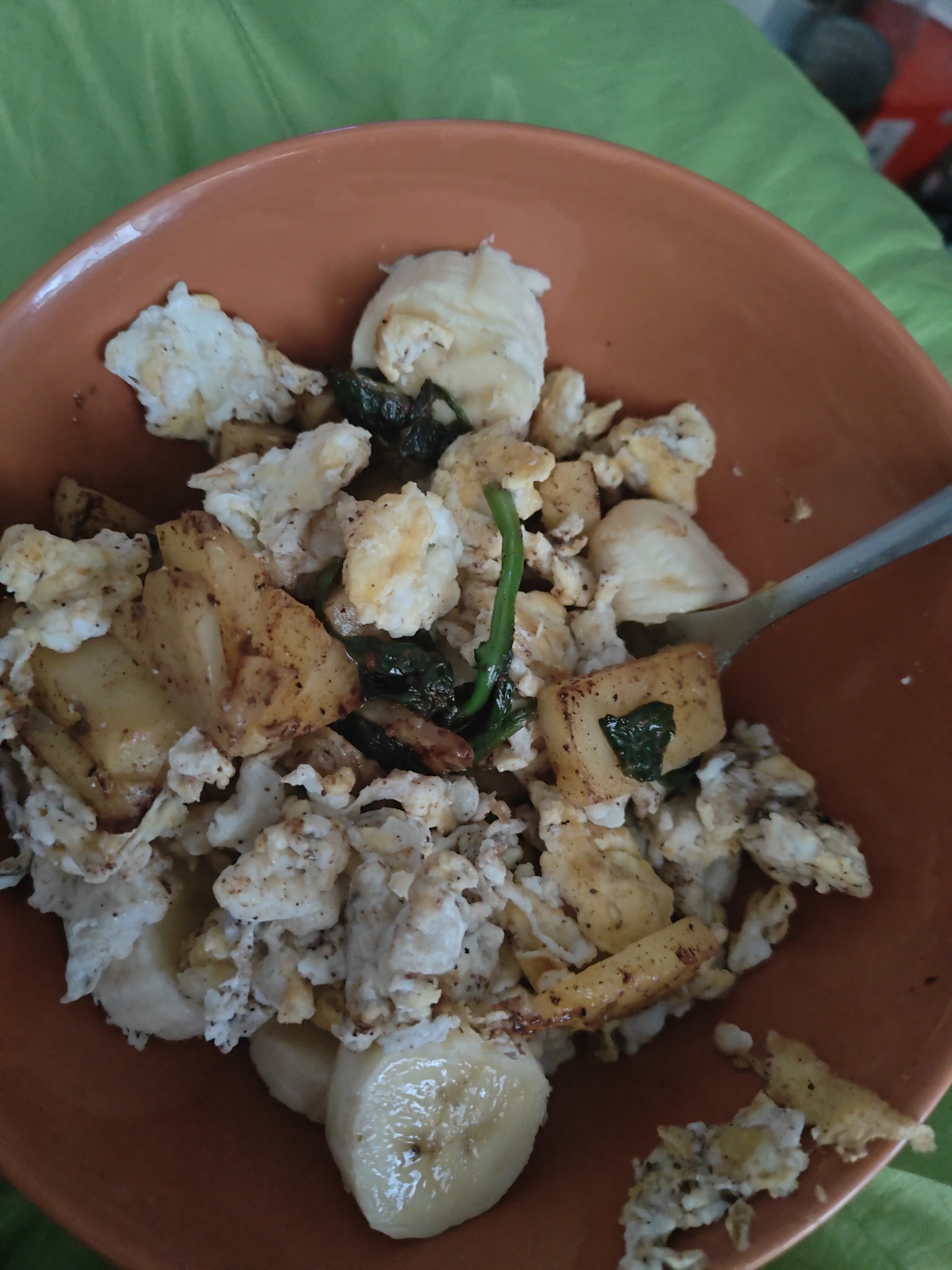 Egg banana potato bowl