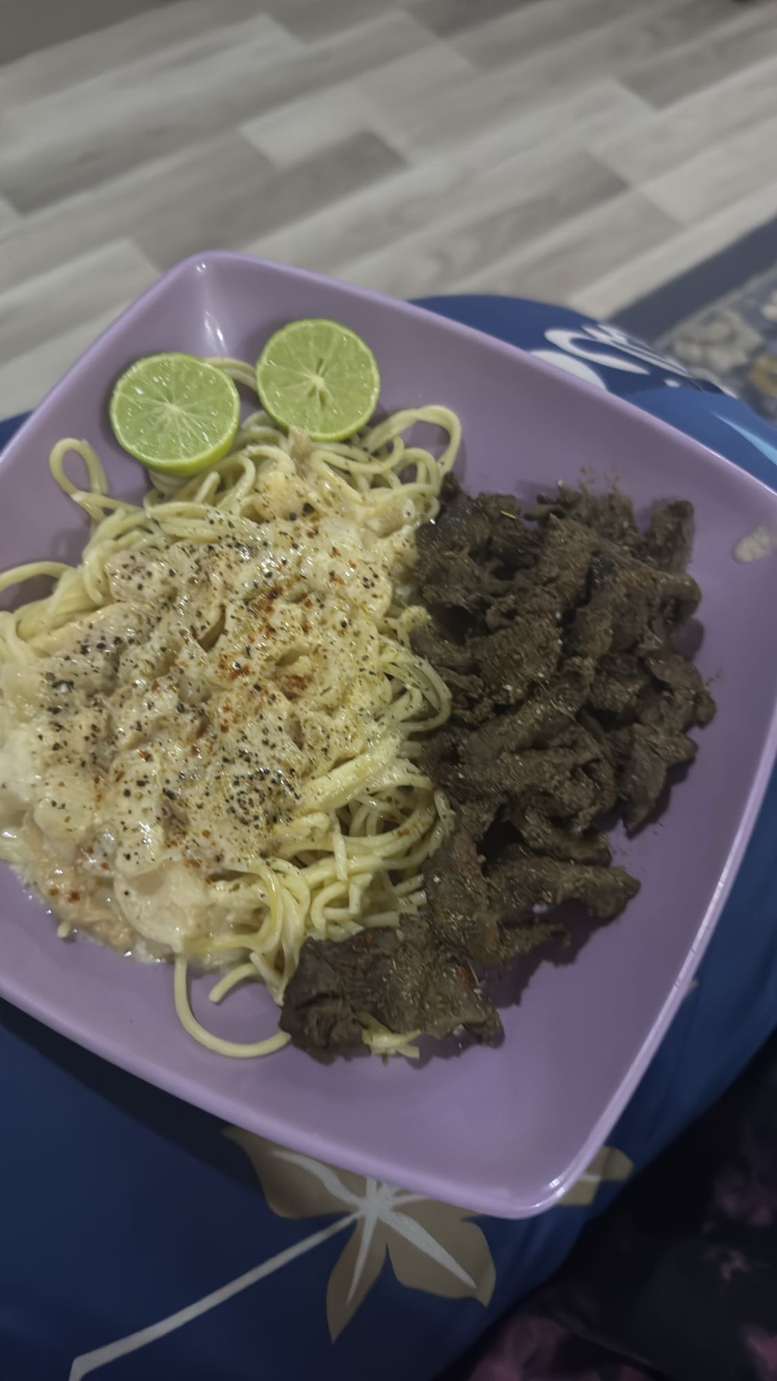 Creamy pasta with beef