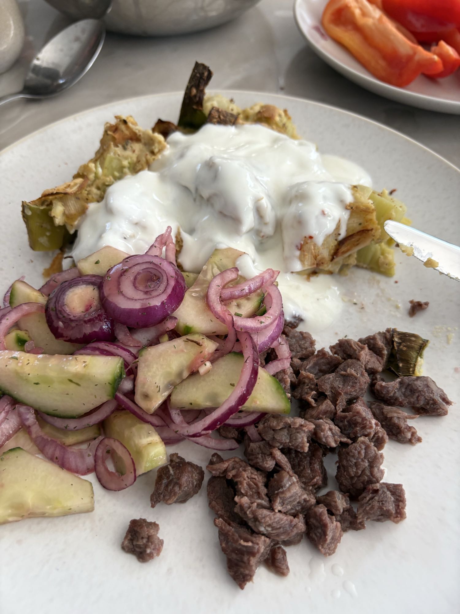 Beef with salad & yogurt