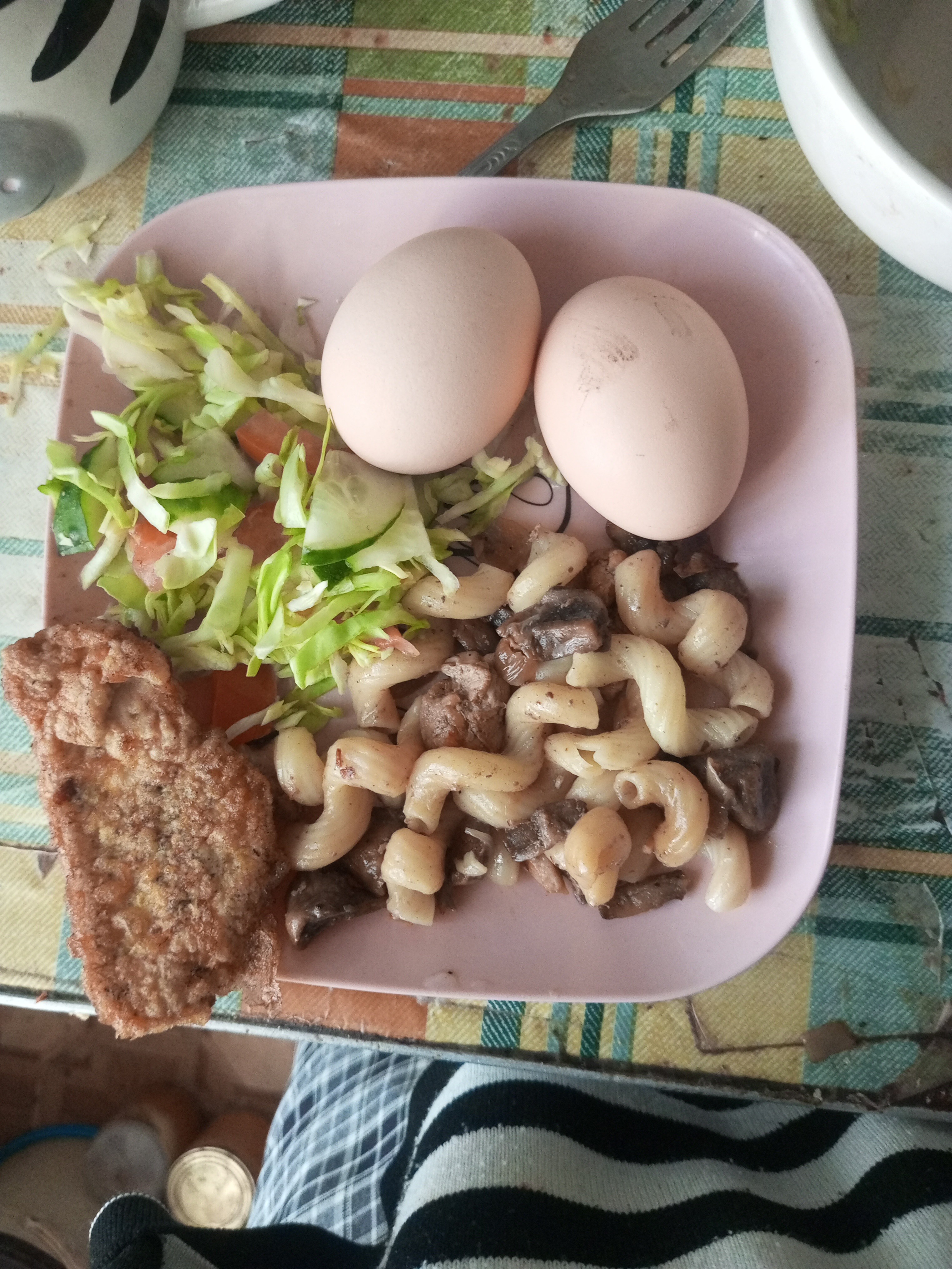 Eggs Pasta Salad Plate