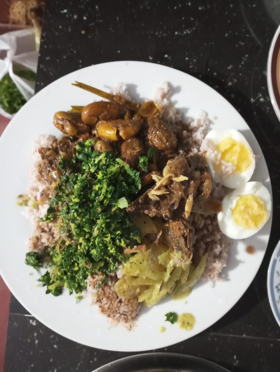 Rice with curry and egg