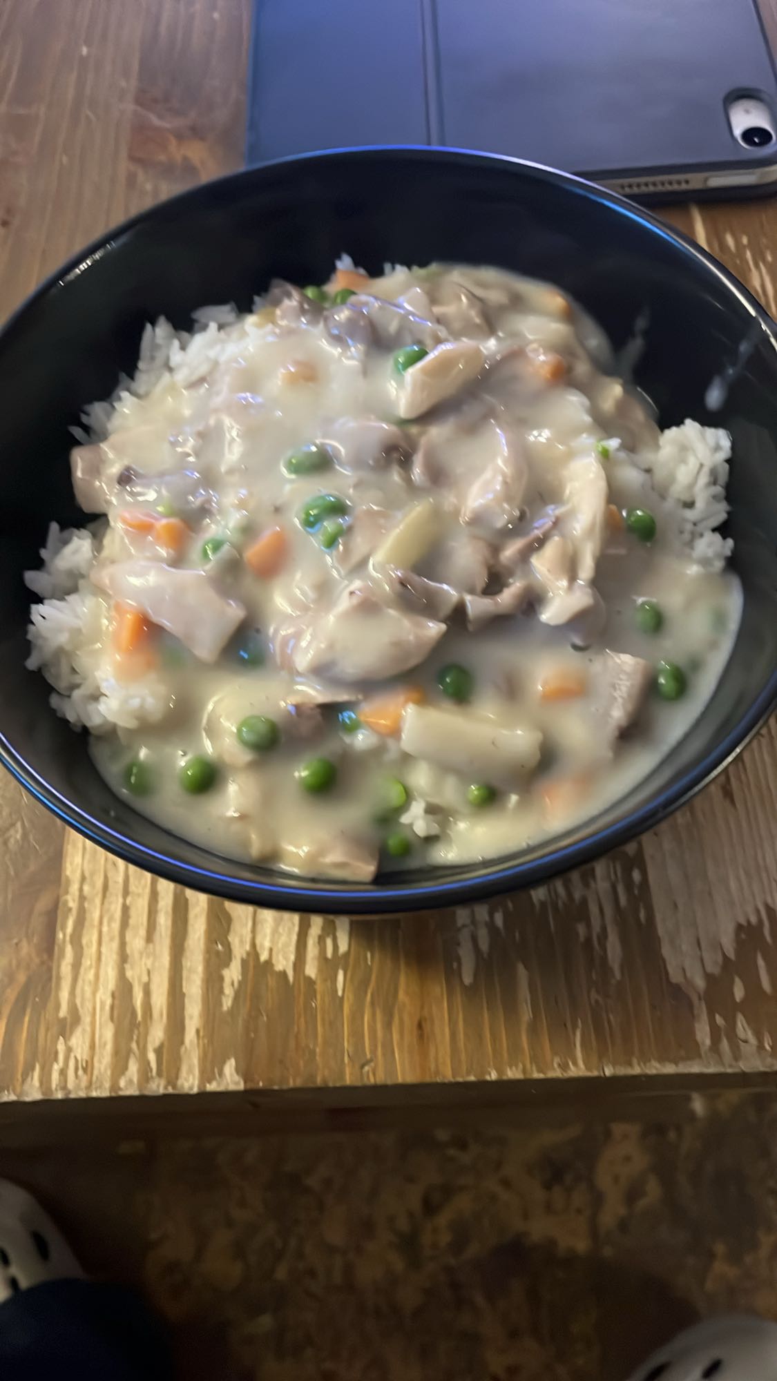 Reis mit Hühnerfrikassee