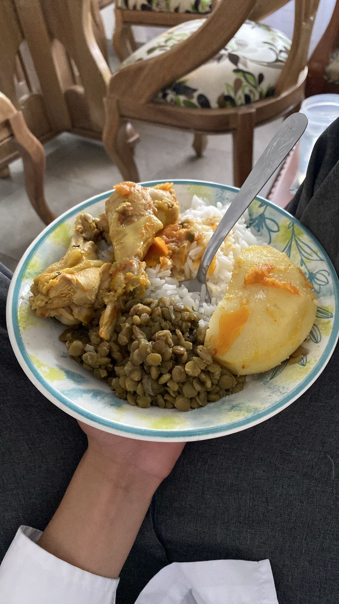 Pollo con arroz y lentejas
