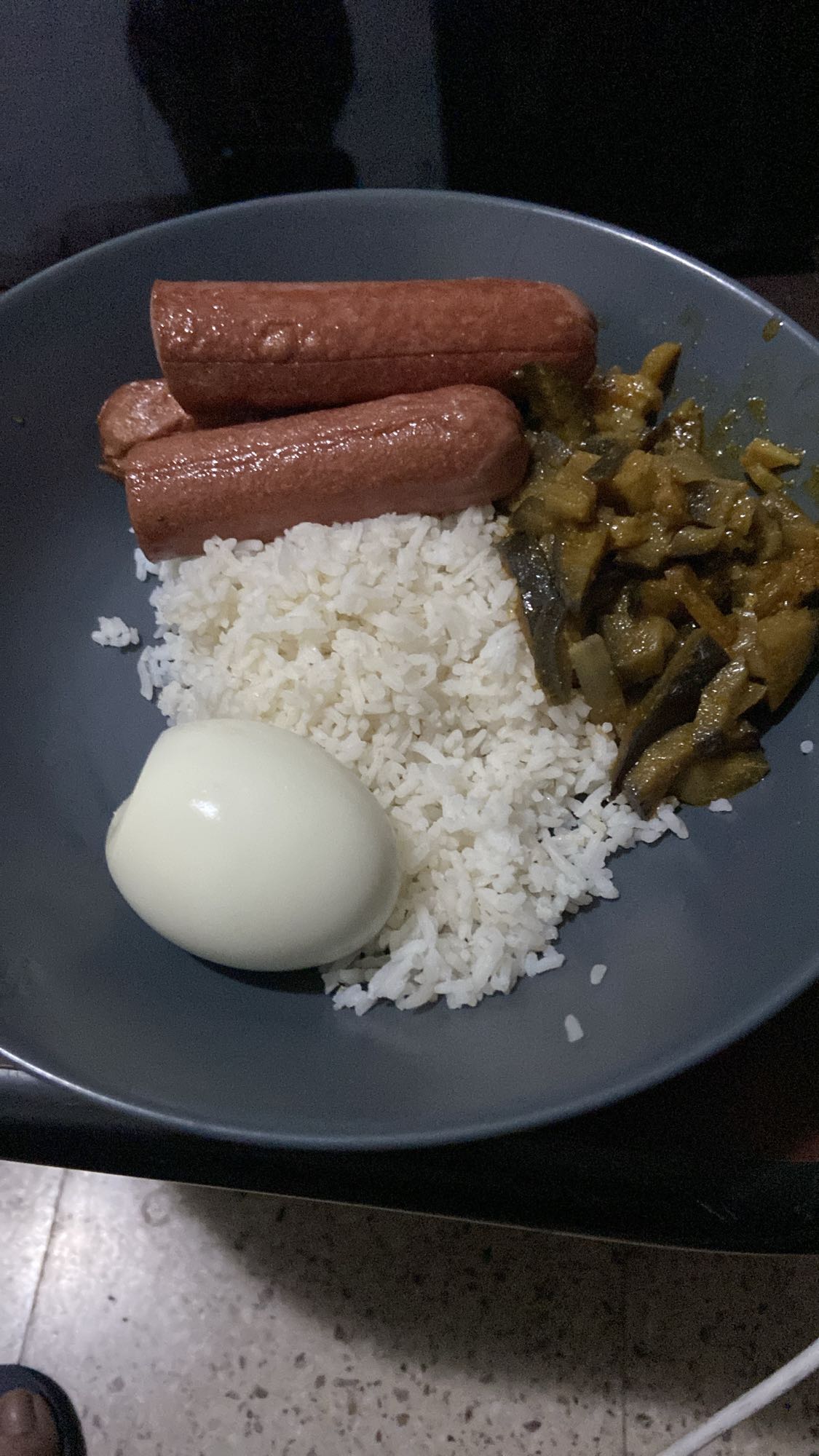 Rice with egg and sausage