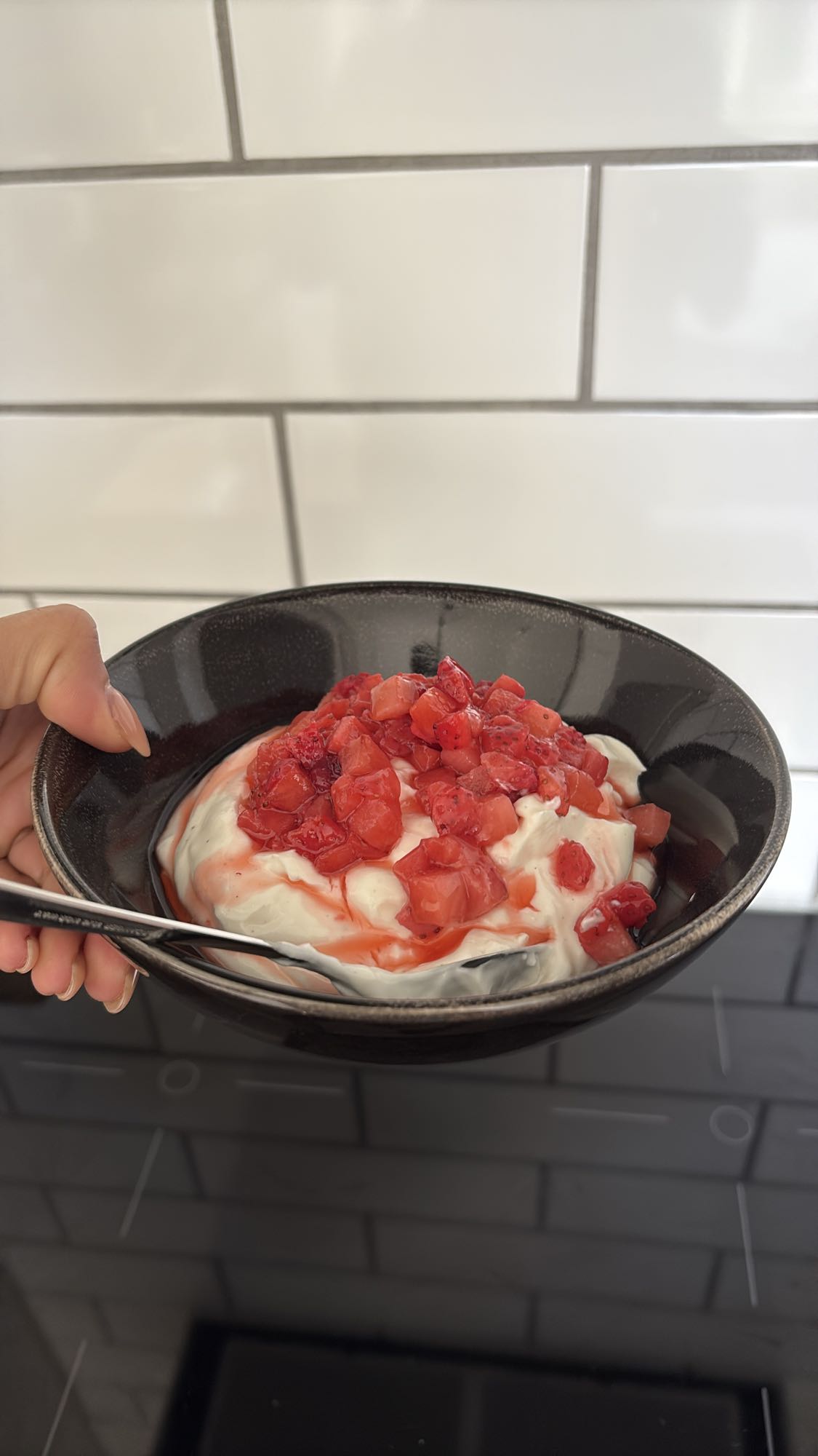 Kvarg med jordgubbar