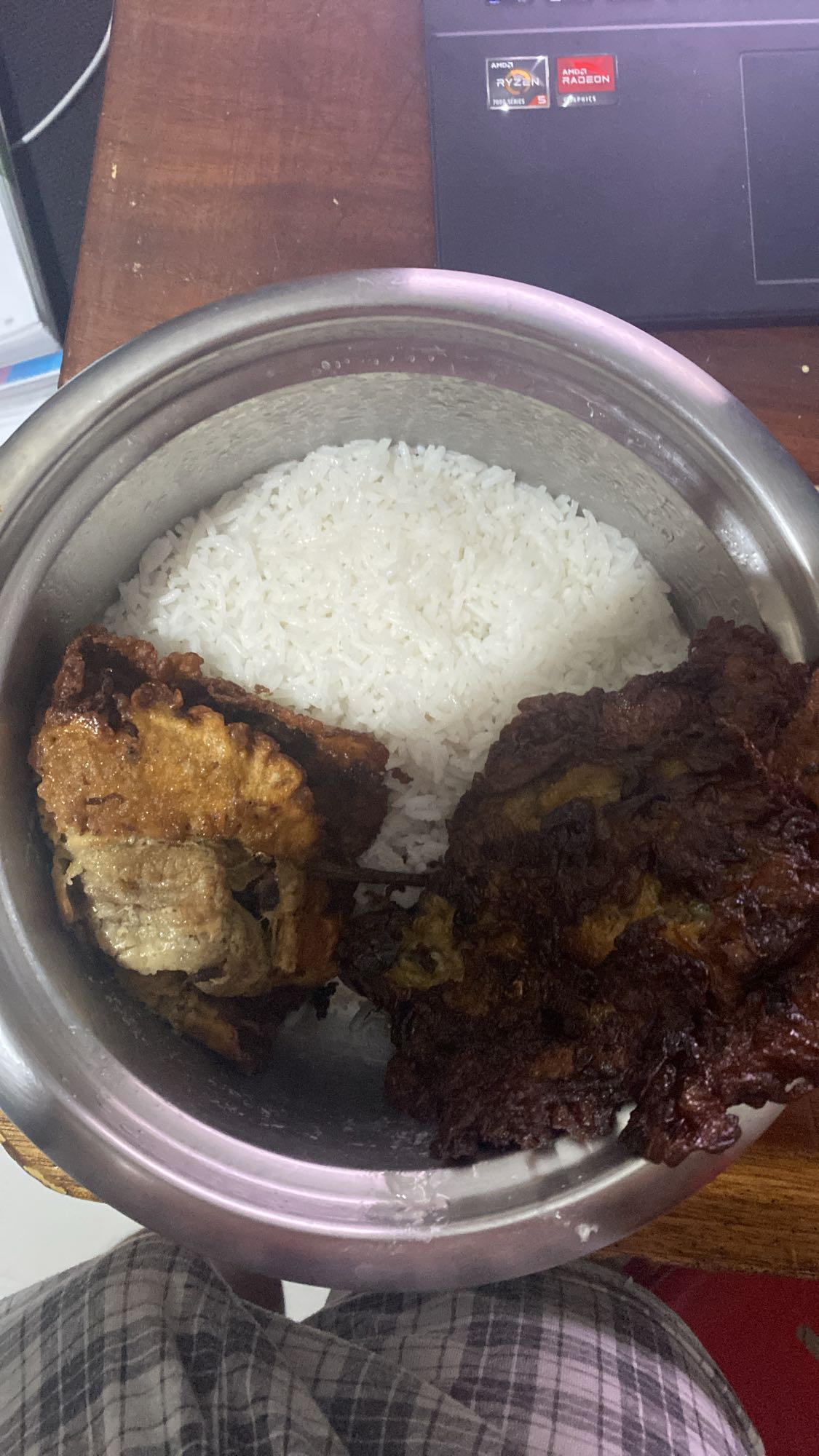 Rice with fried eggplant