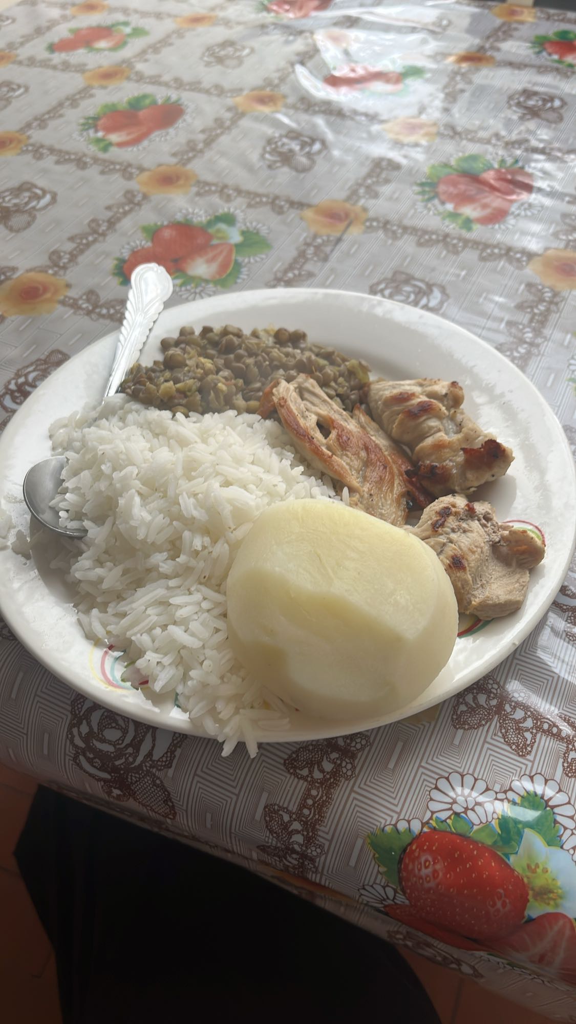 Pollo con arroz y lentejas