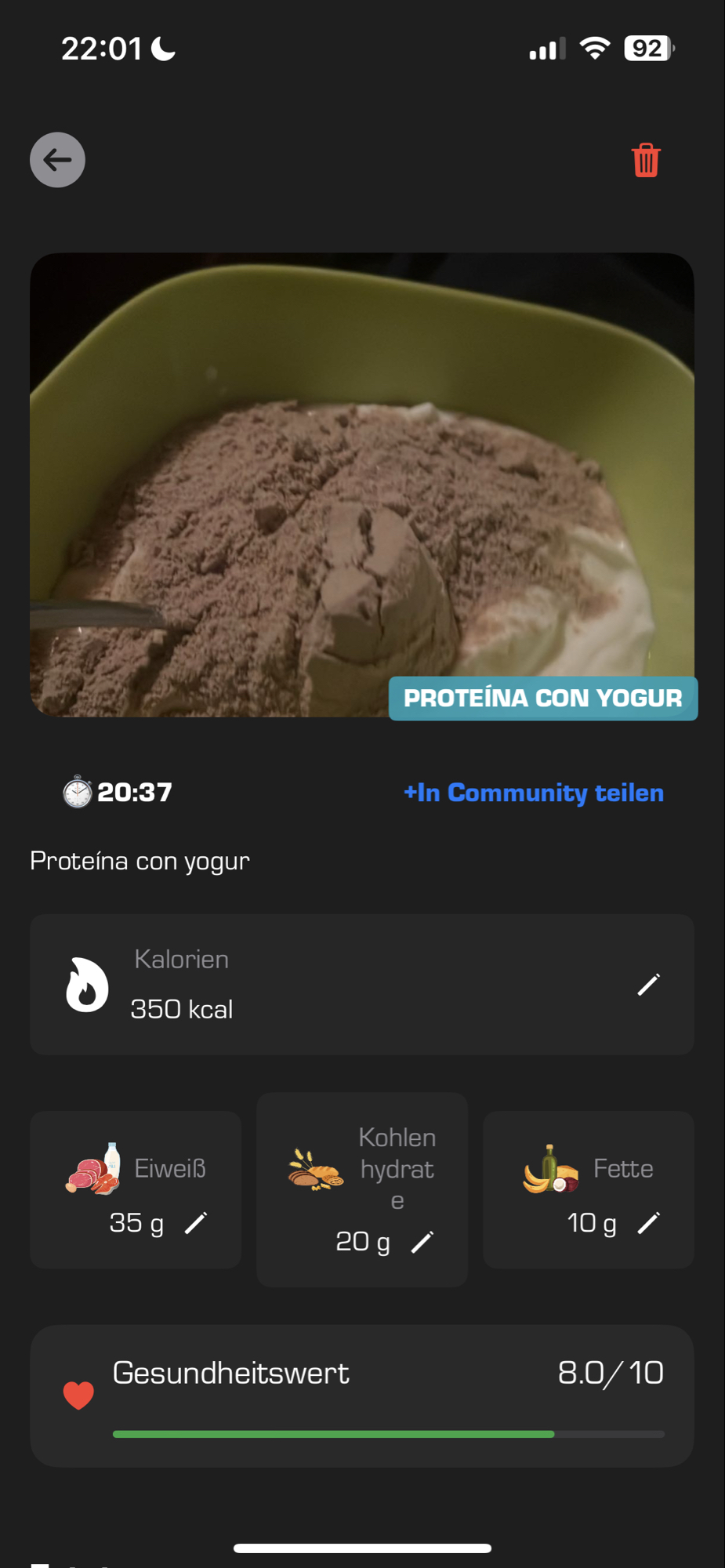 Proteína con yogur