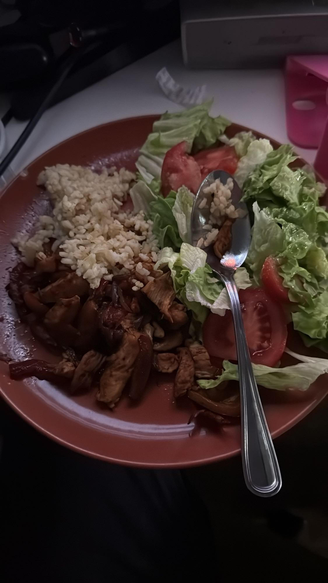 Pollo con arroz y ensalada
