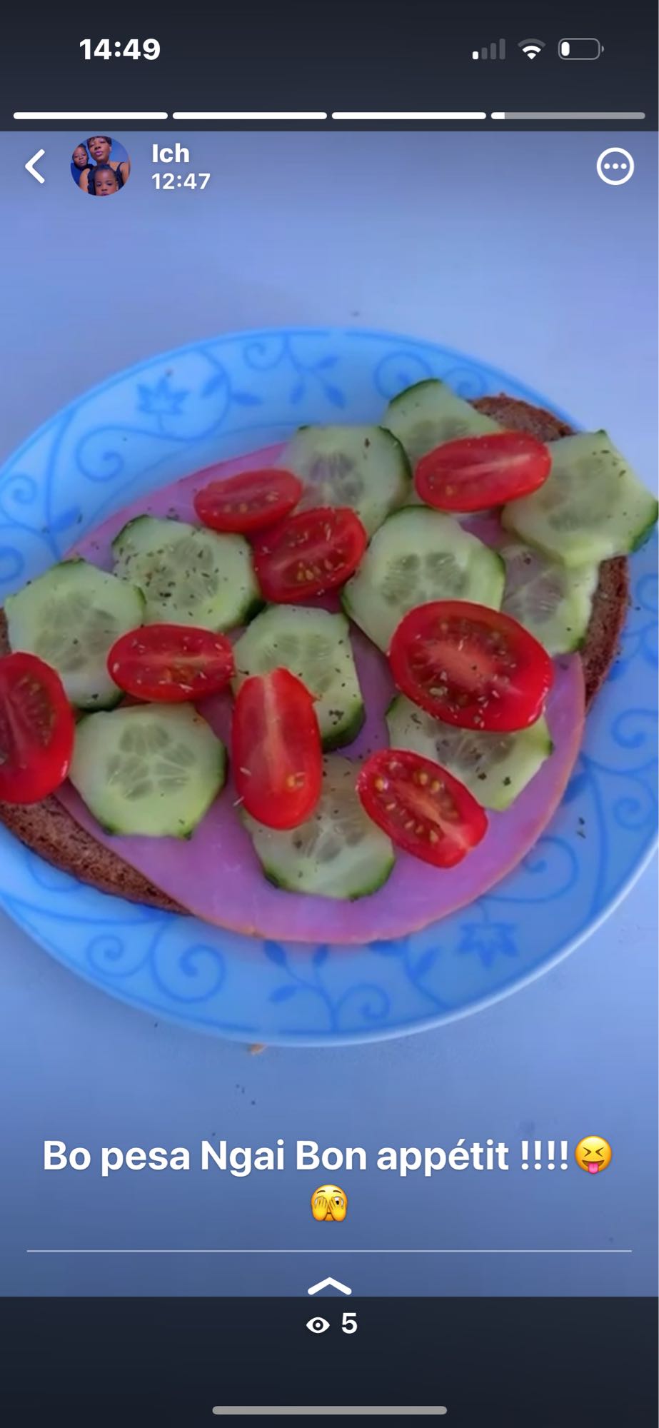 Tartine jambon crudités