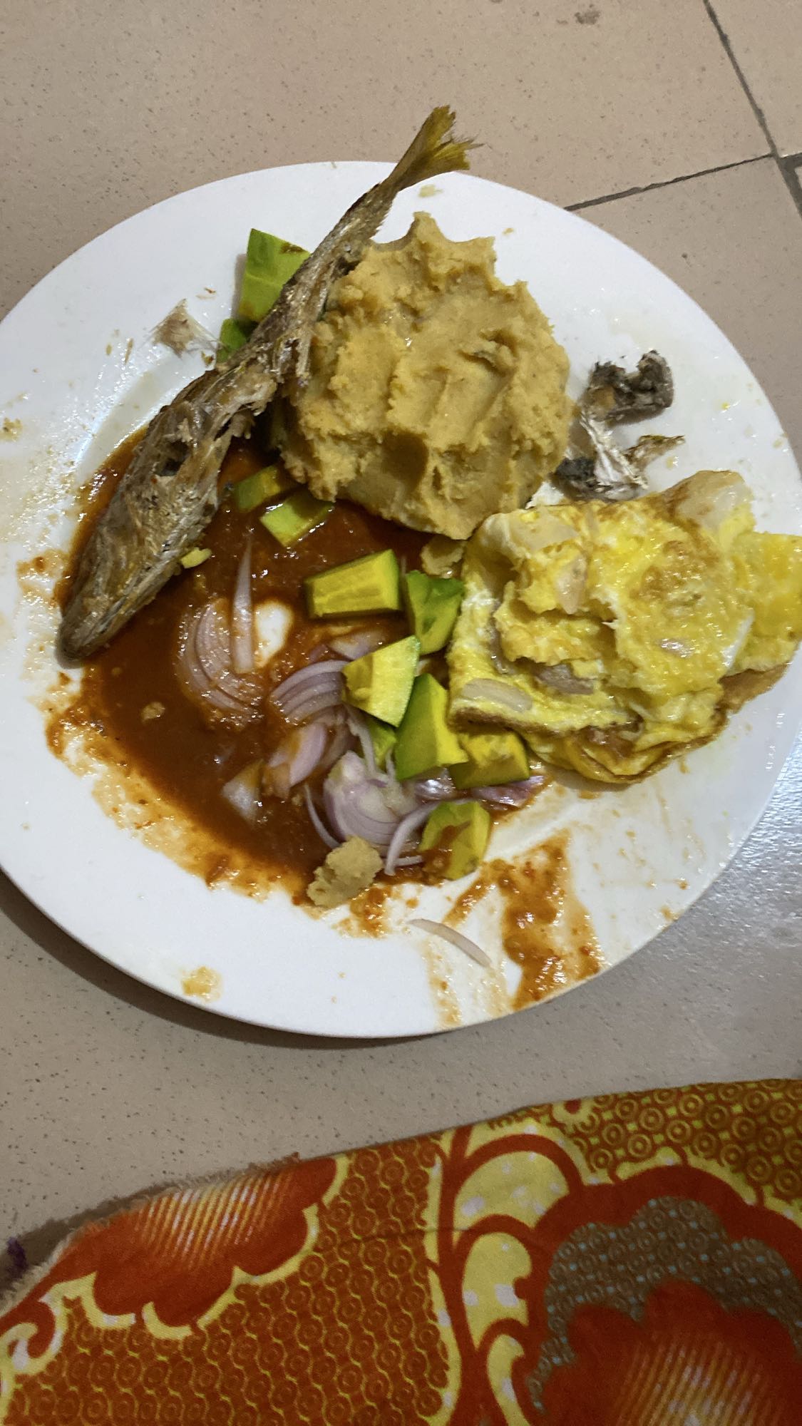 Fufu with fish and egg