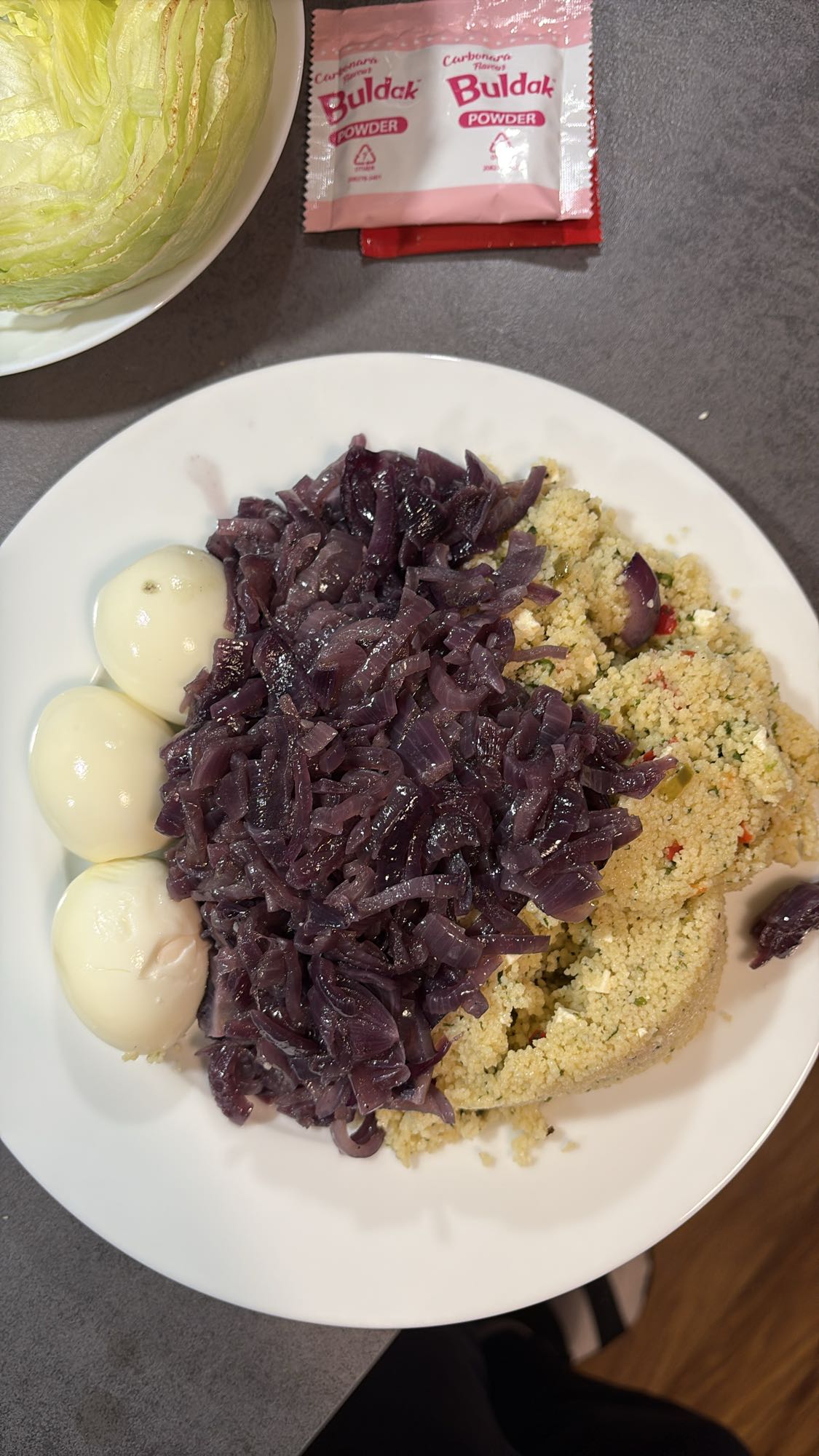 Eggs with couscous mix