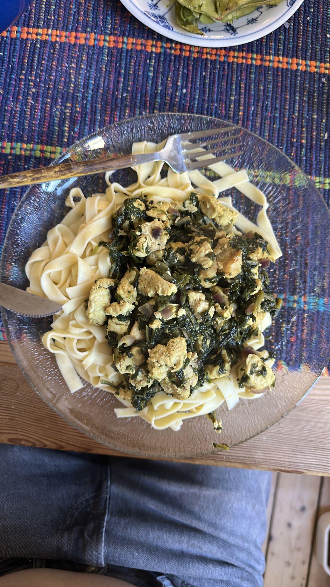 Pasta med kyckling och spenat