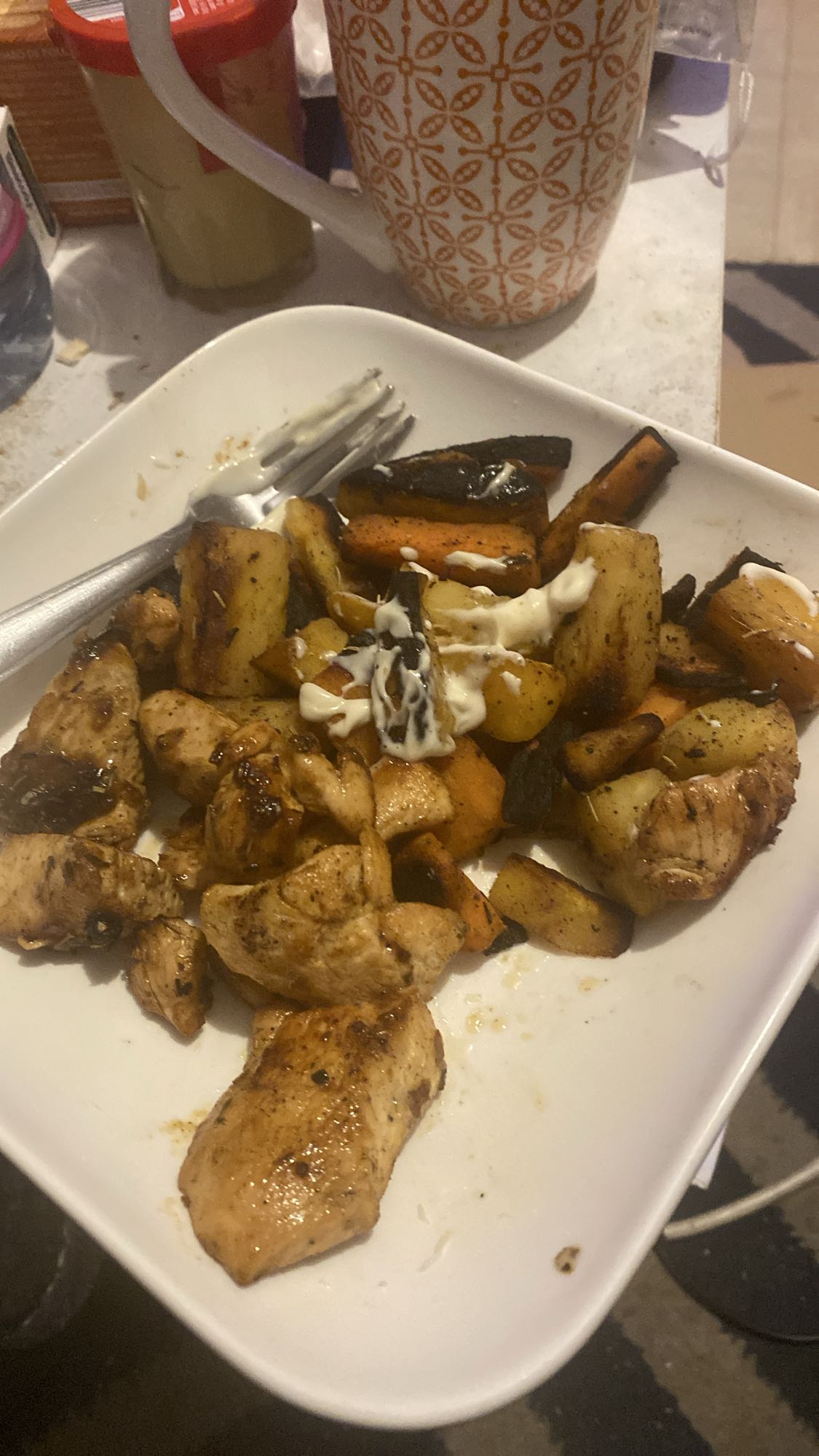 Poulet et légumes rôtis