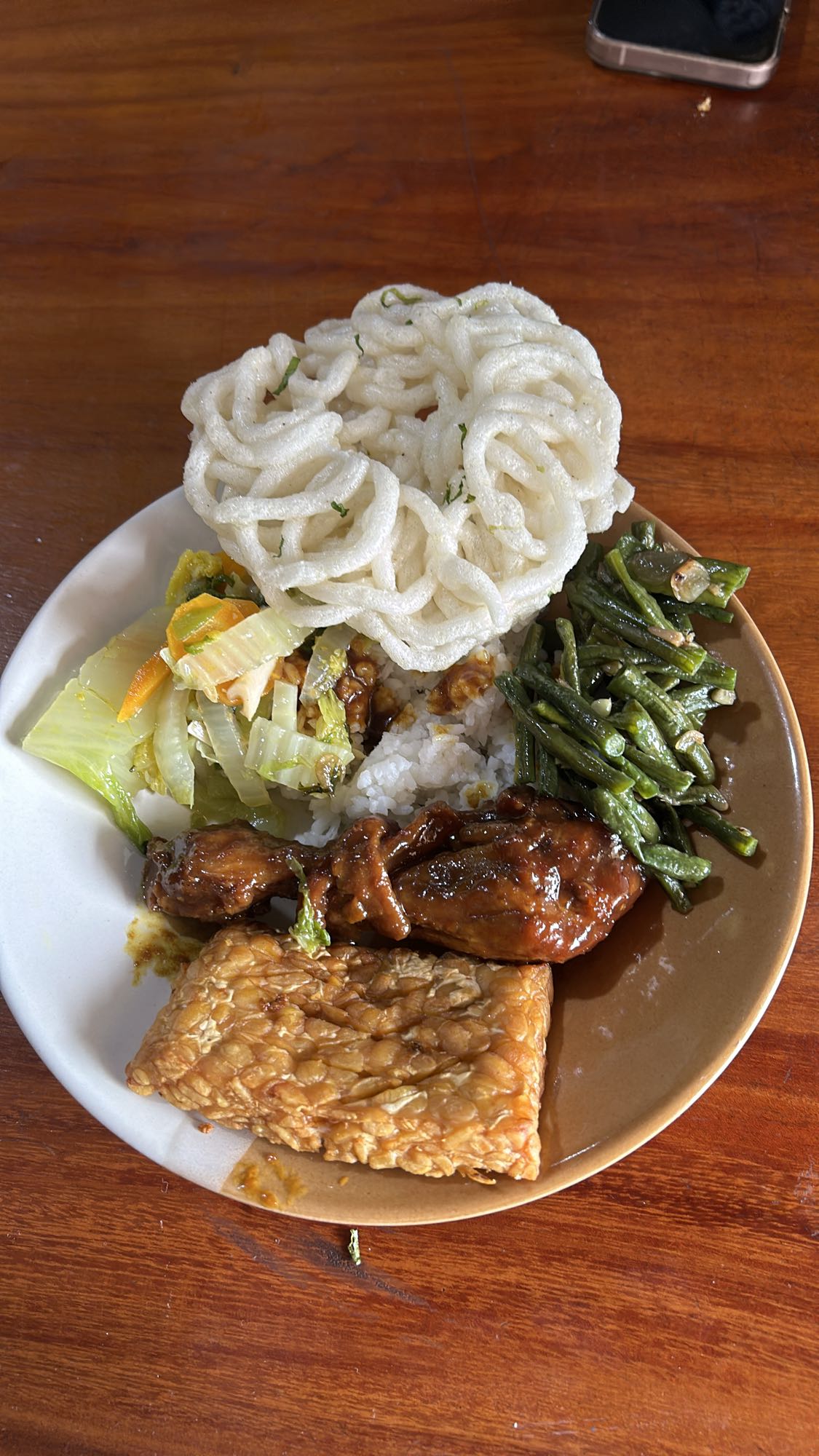 Nasi ayam tempe sayur