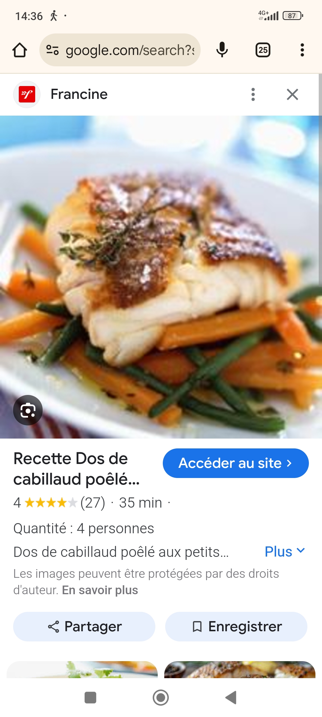 Dos de cabillaud poêlé