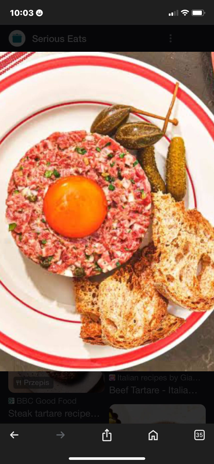 Tatar wołowy z dodatkami